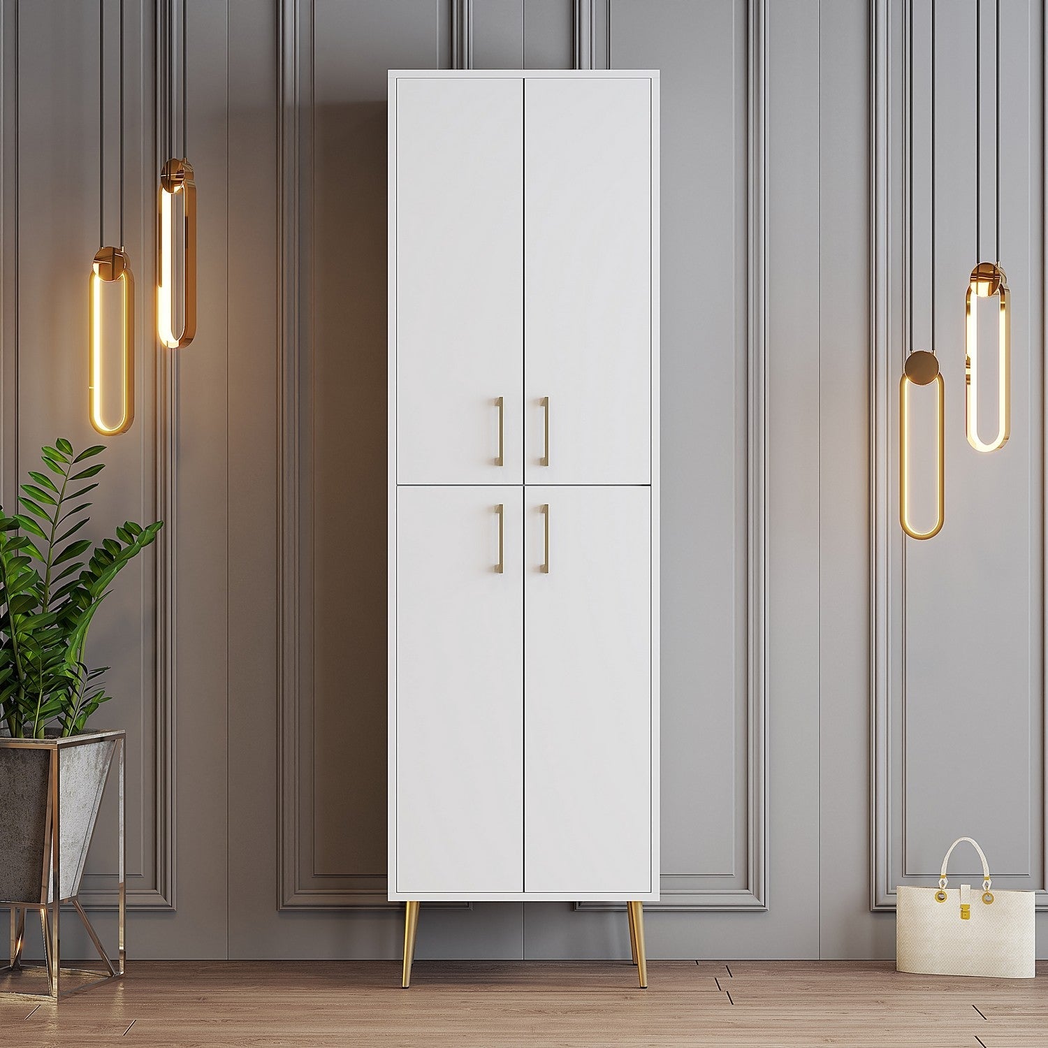 Ormar za obuću Berlin A - White, Gold | AG-vitahome.hr