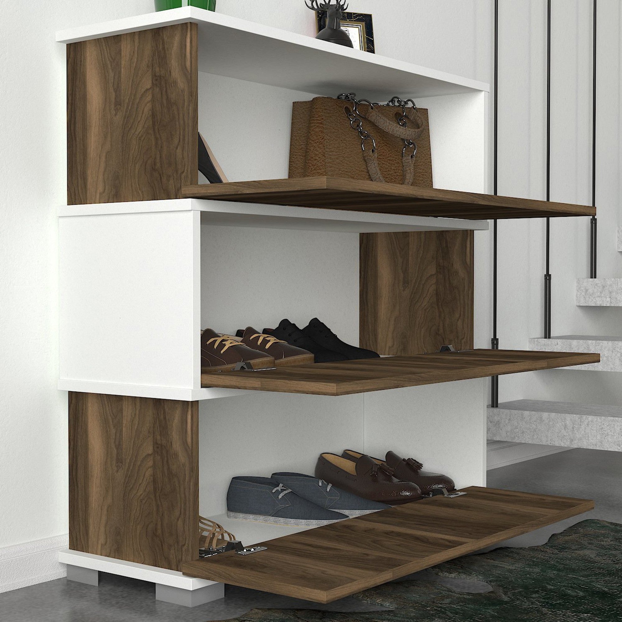 Ormar za obuću Napolyon - White, Walnut | AG-vitahome.hr