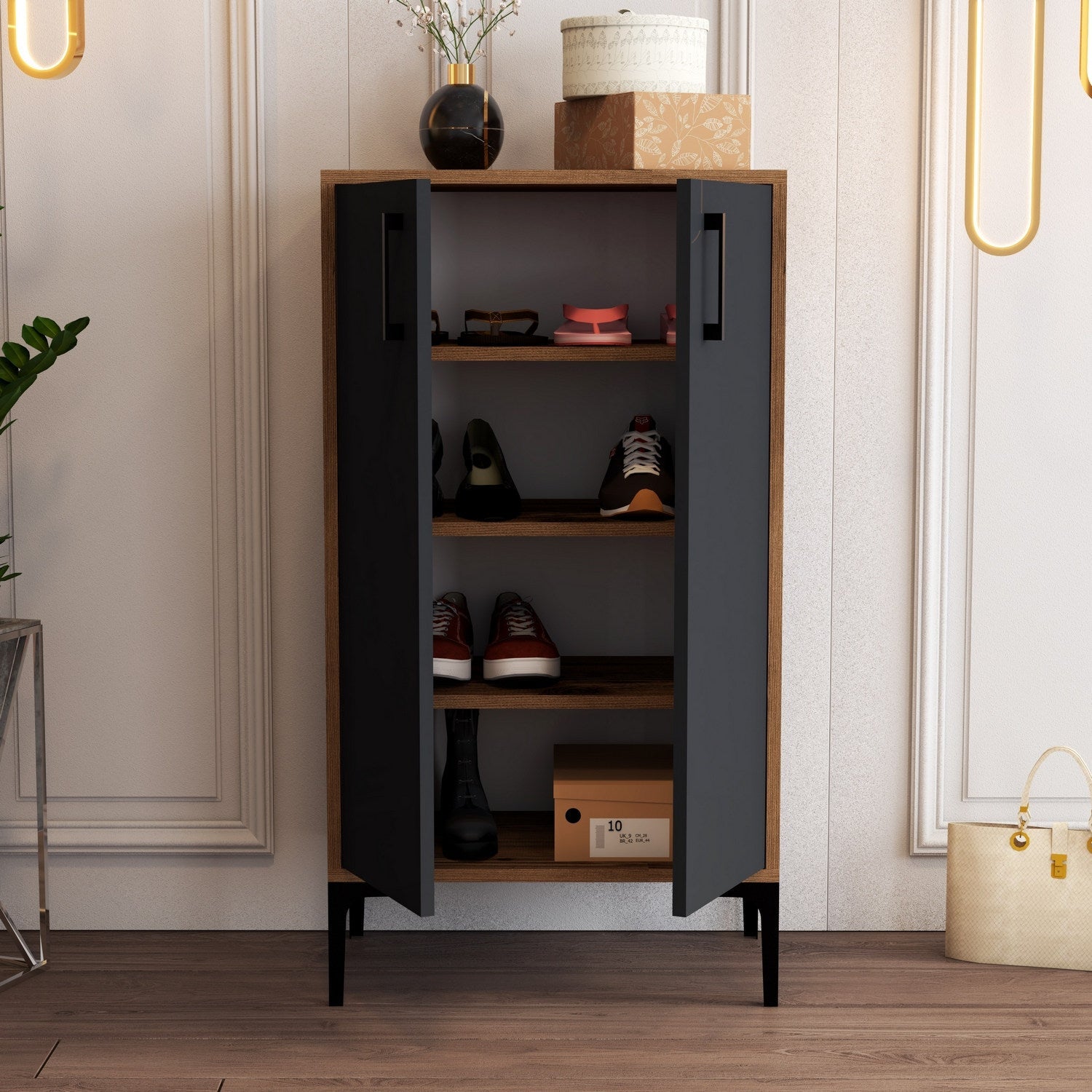 Ormar za obuću Prag - Walnut, Anthracite | AG-vitahome.hr