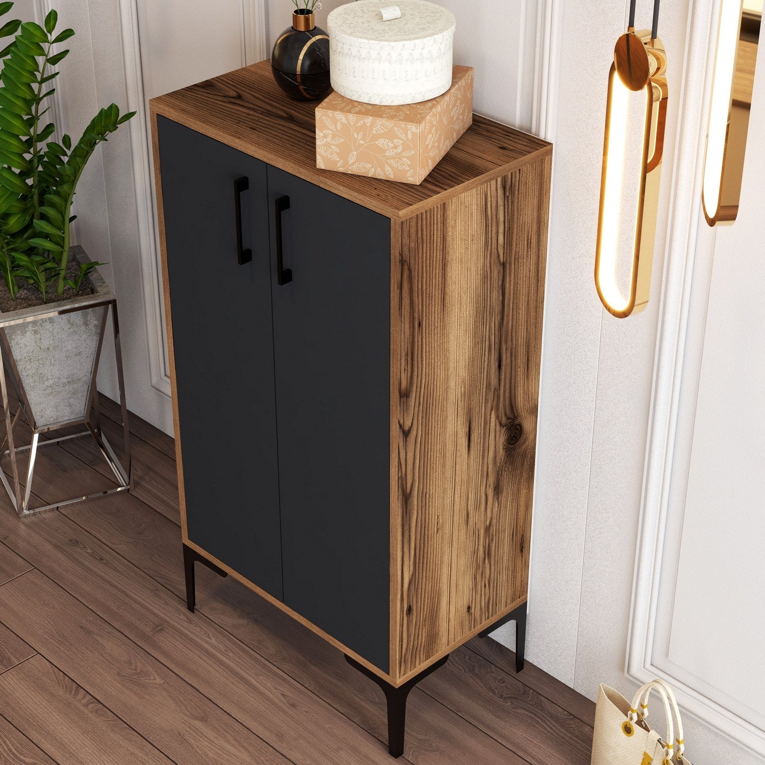 Ormar za obuću Prag - Walnut, Anthracite | AG-vitahome.hr