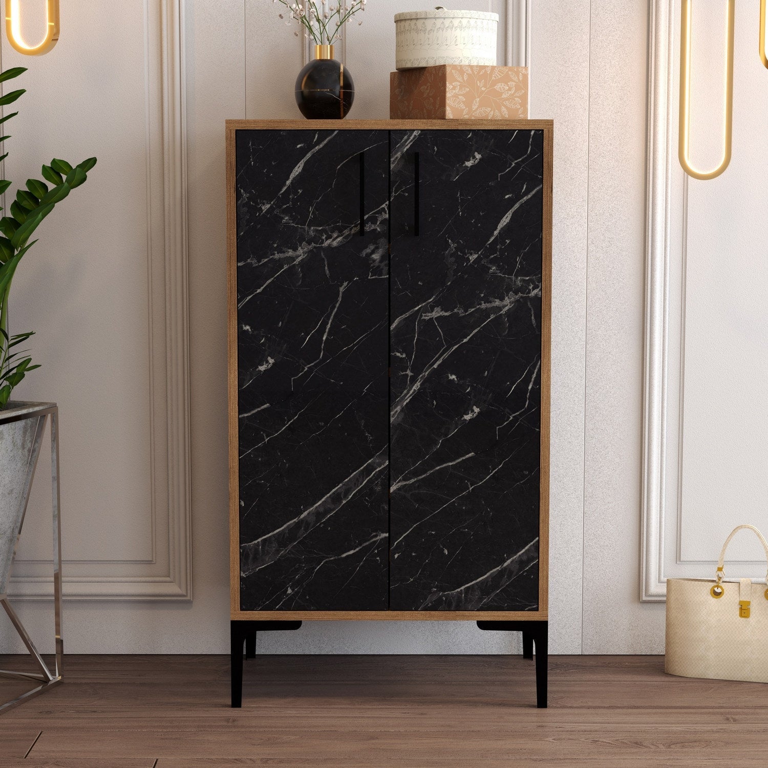 Ormar za obuću Prag - Walnut, Black Marble | AG-vitahome.hr