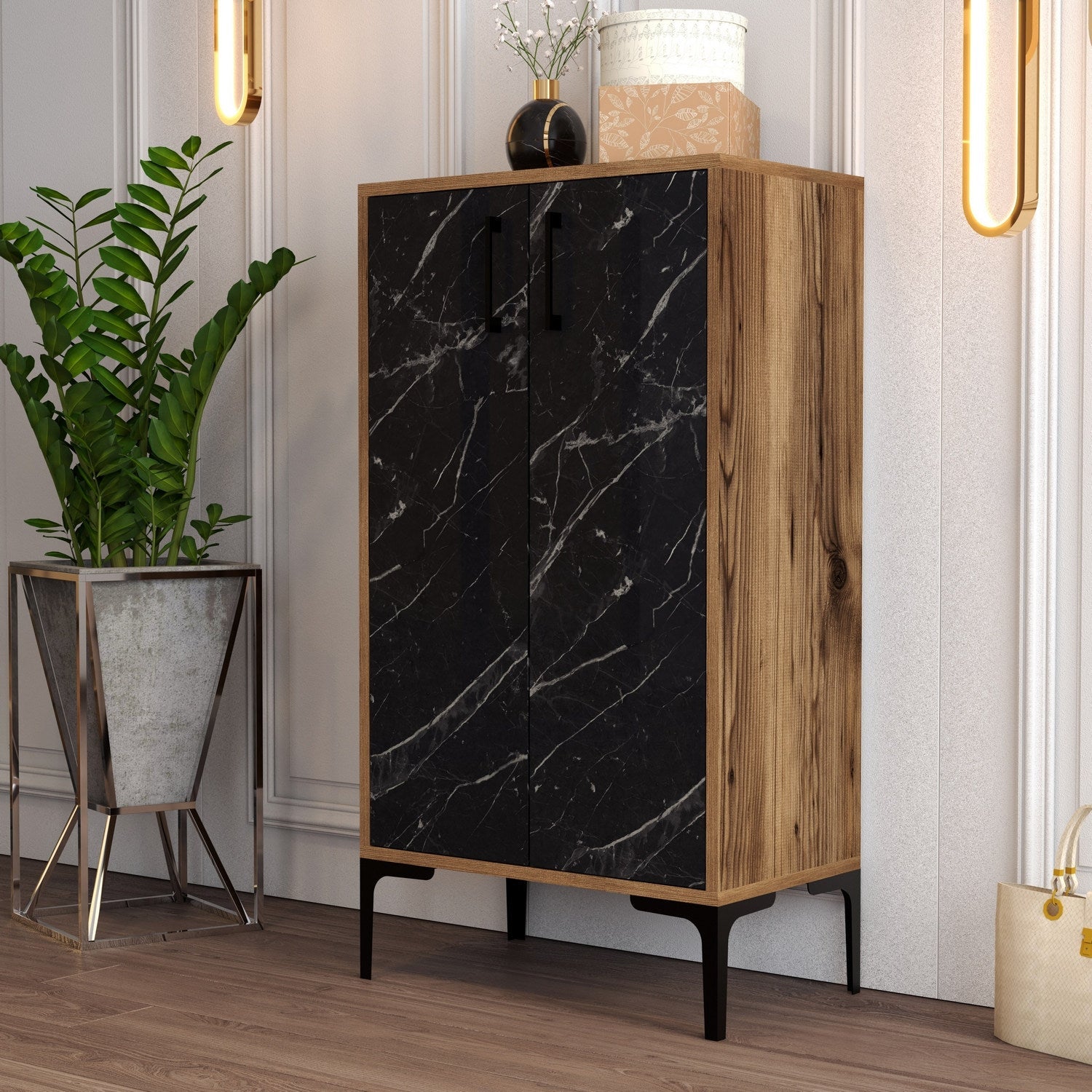 Ormar za obuću Prag - Walnut, Black Marble | AG-vitahome.hr