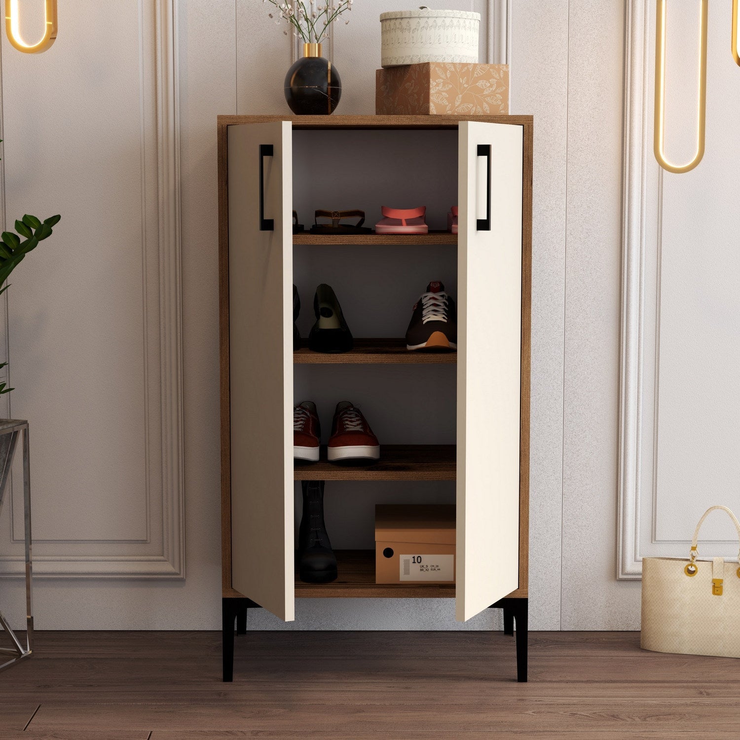 Ormar za obuću Prag - Walnut, Cream | AG-vitahome.hr