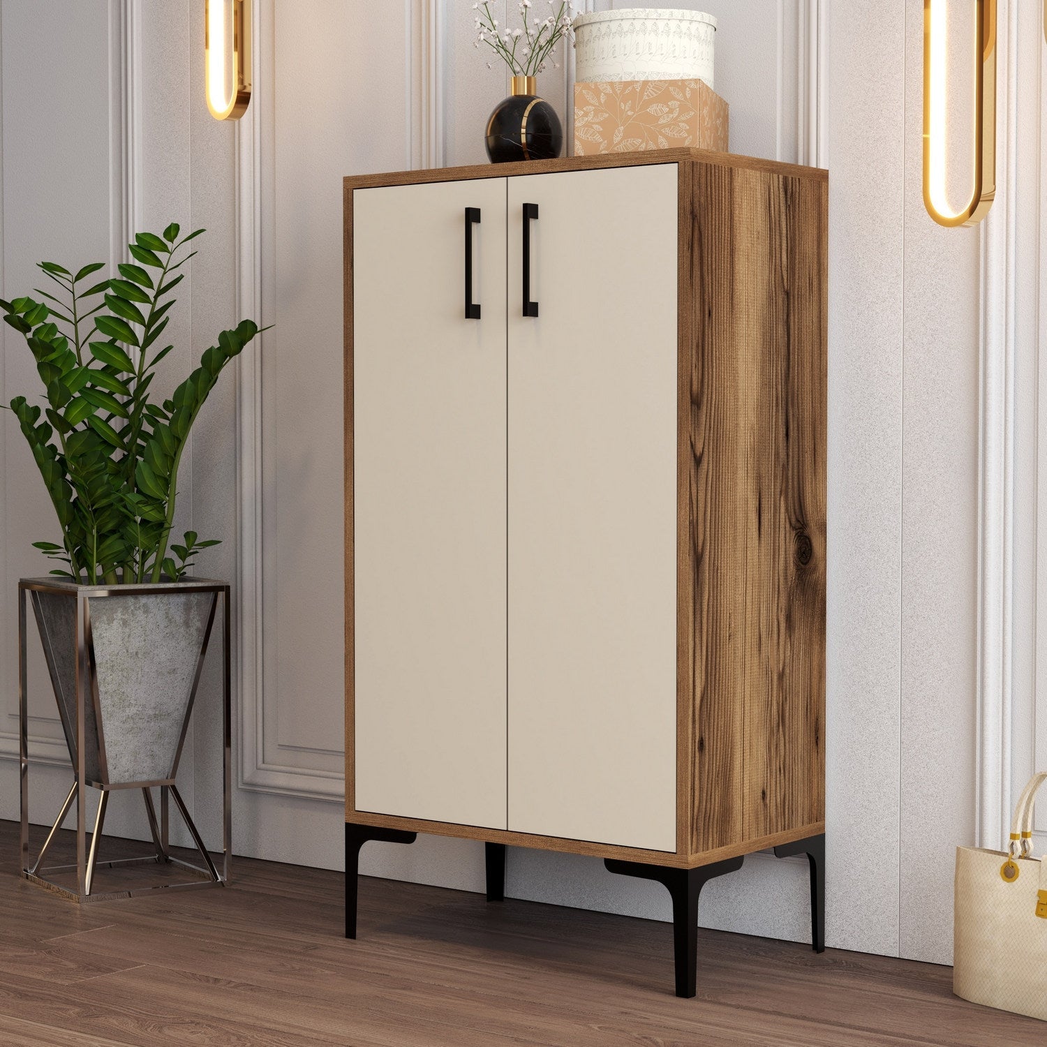 Ormar za obuću Prag - Walnut, Cream | AG-vitahome.hr