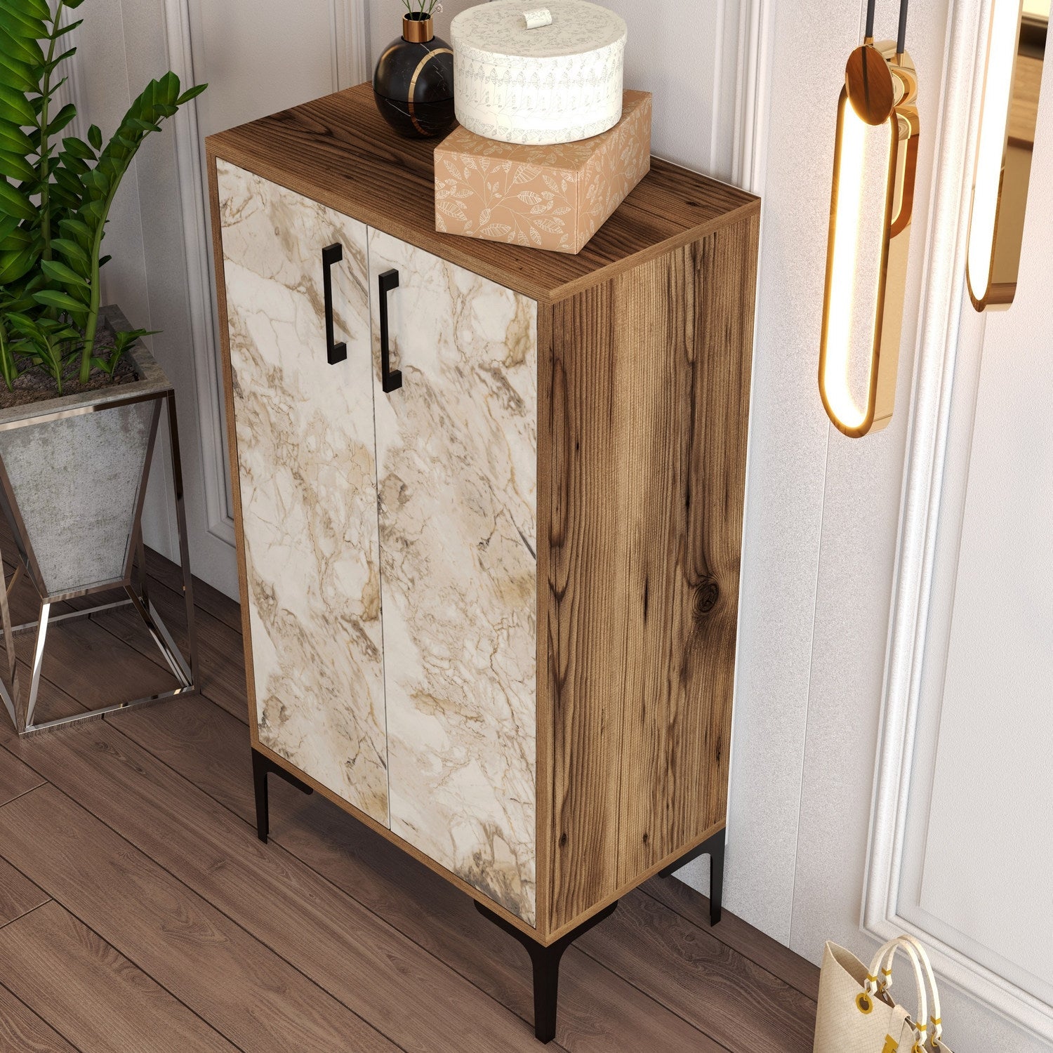 Ormar za obuću Prag - Walnut, White Marble | AG-vitahome.hr