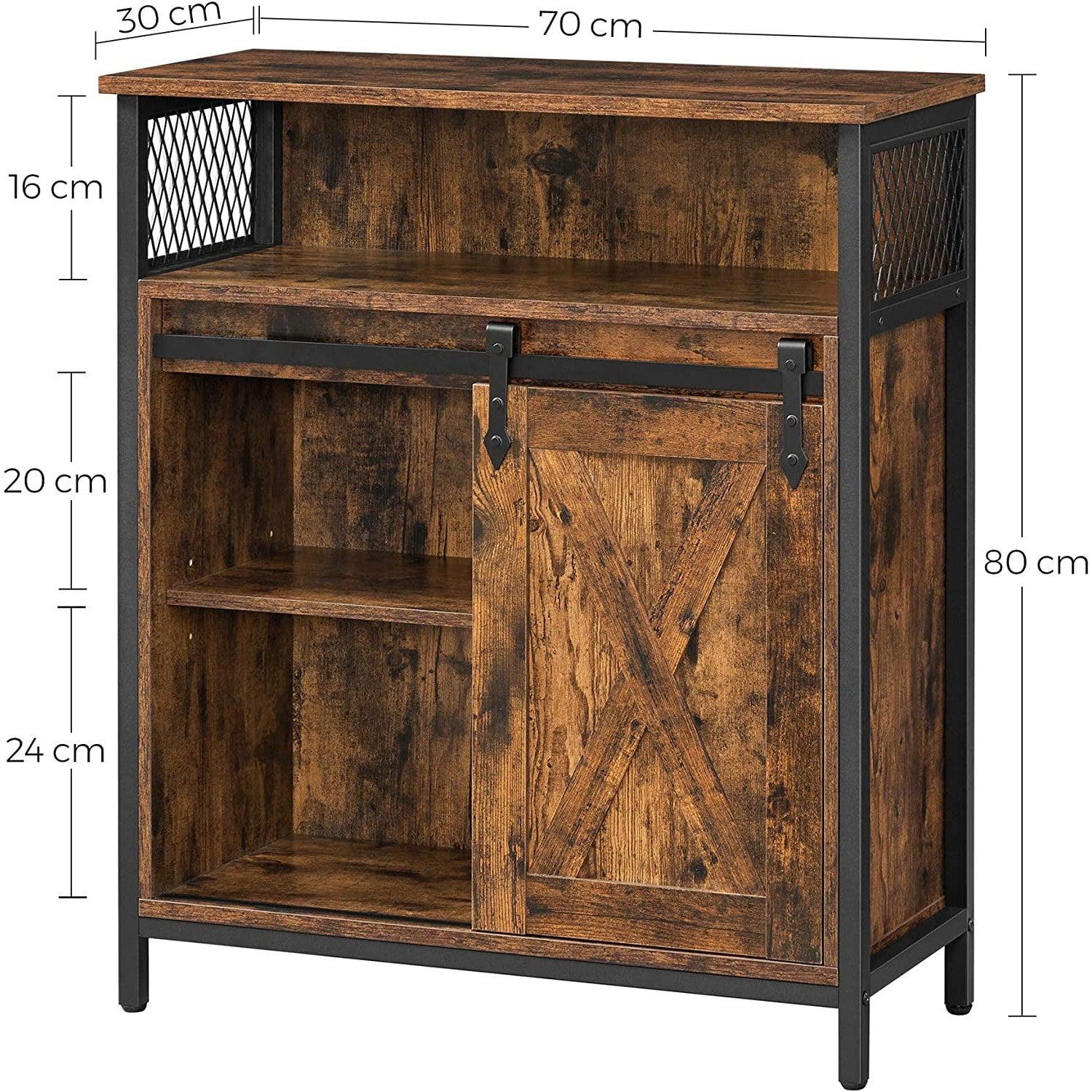 Ormar za odlaganje, kuhinjski ormarić s kliznim vratima, 70 x 30 x 80 cm, rustikalno smeđe-crni | Vasagle-vitahome.hr