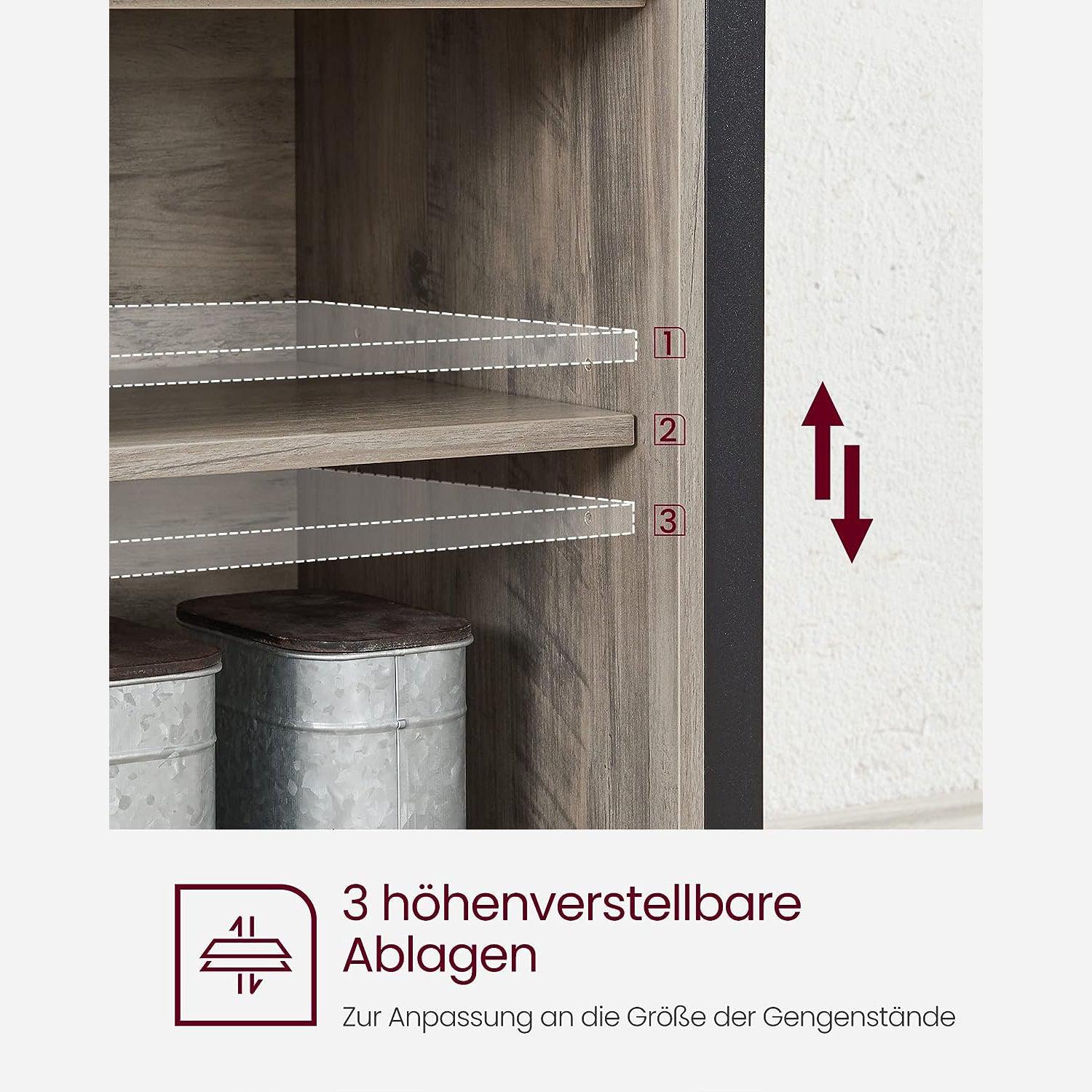 Ormar za odlaganje s 2 klizna vrata, 100 x 80 x 33 cm, sivo-crni | Vasagle-vitahome.hr