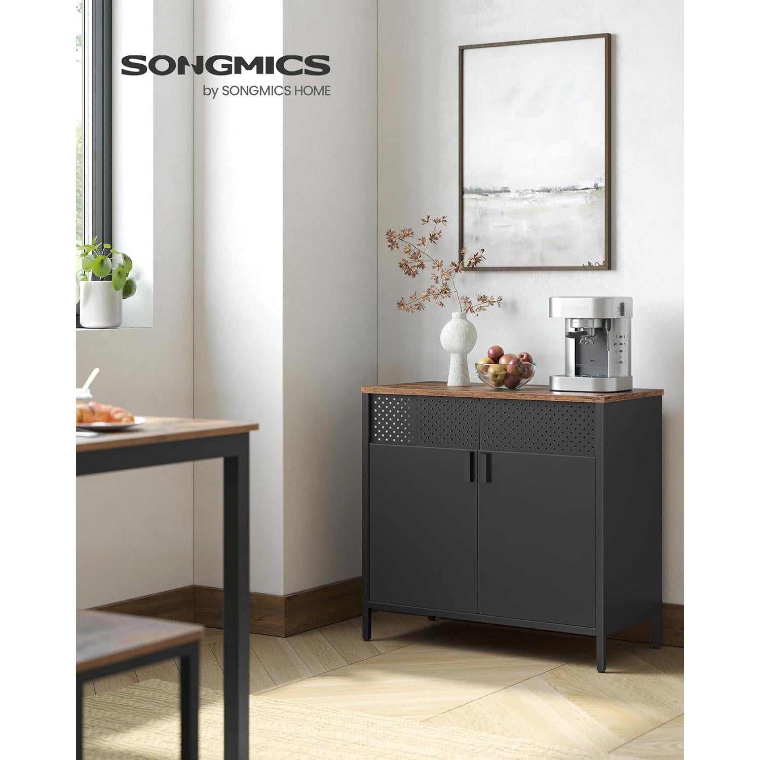Ormar za odlaganje s dvoja vrata, 80 x 76 x 40 cm, rustikalno smeđa i crna | SONGMICS-vitahome.hr
