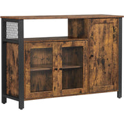Ormar za odlaganje, švedski stol s 3 vrata, 110 x 75 x 33 cm, rustikalno smeđa i crna | Vasagle-vitahome.hr