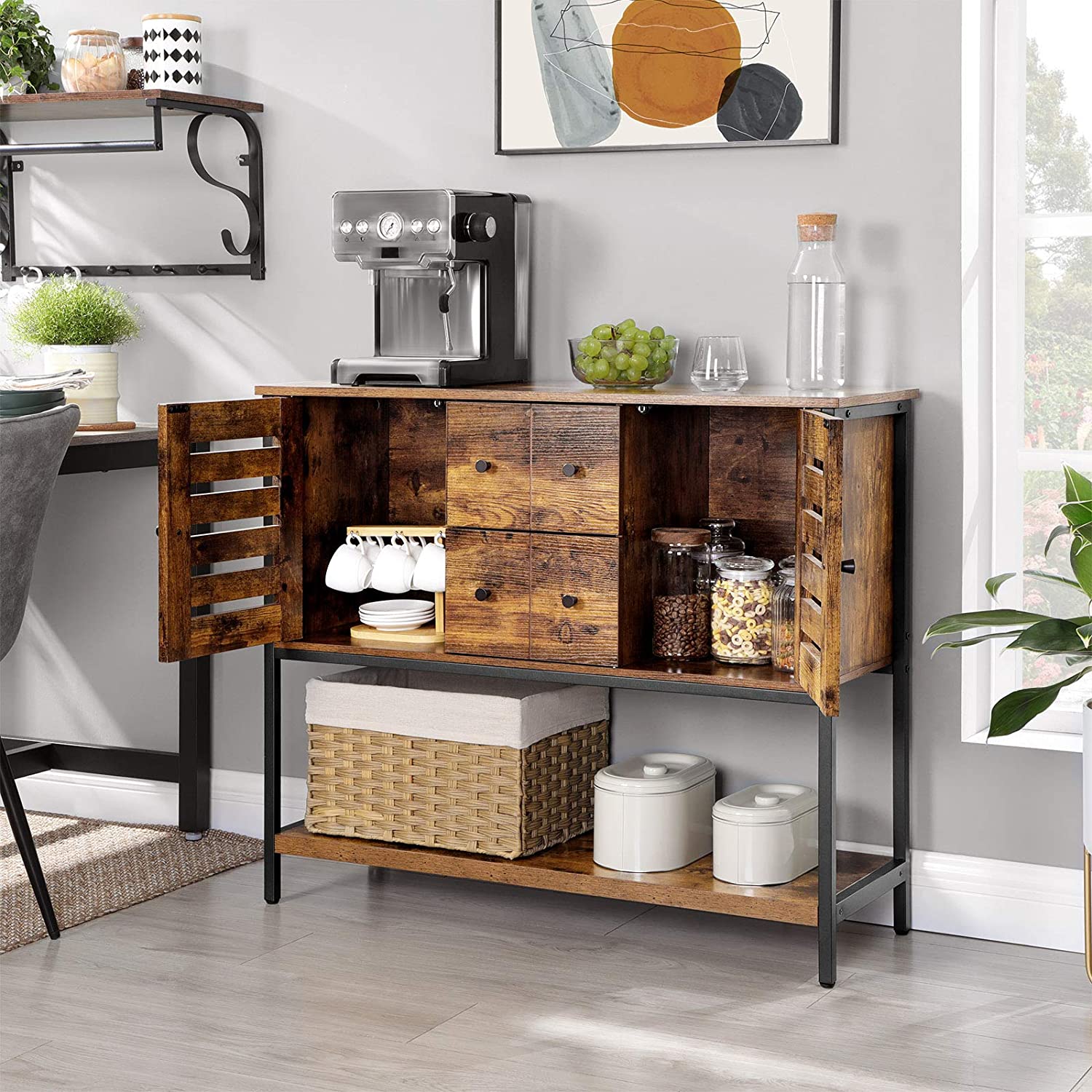 Ormar za pohranu Industrijski stil 2 ladice 100 x 35 x 84,5 cm | Vasagle-vitahome.hr
