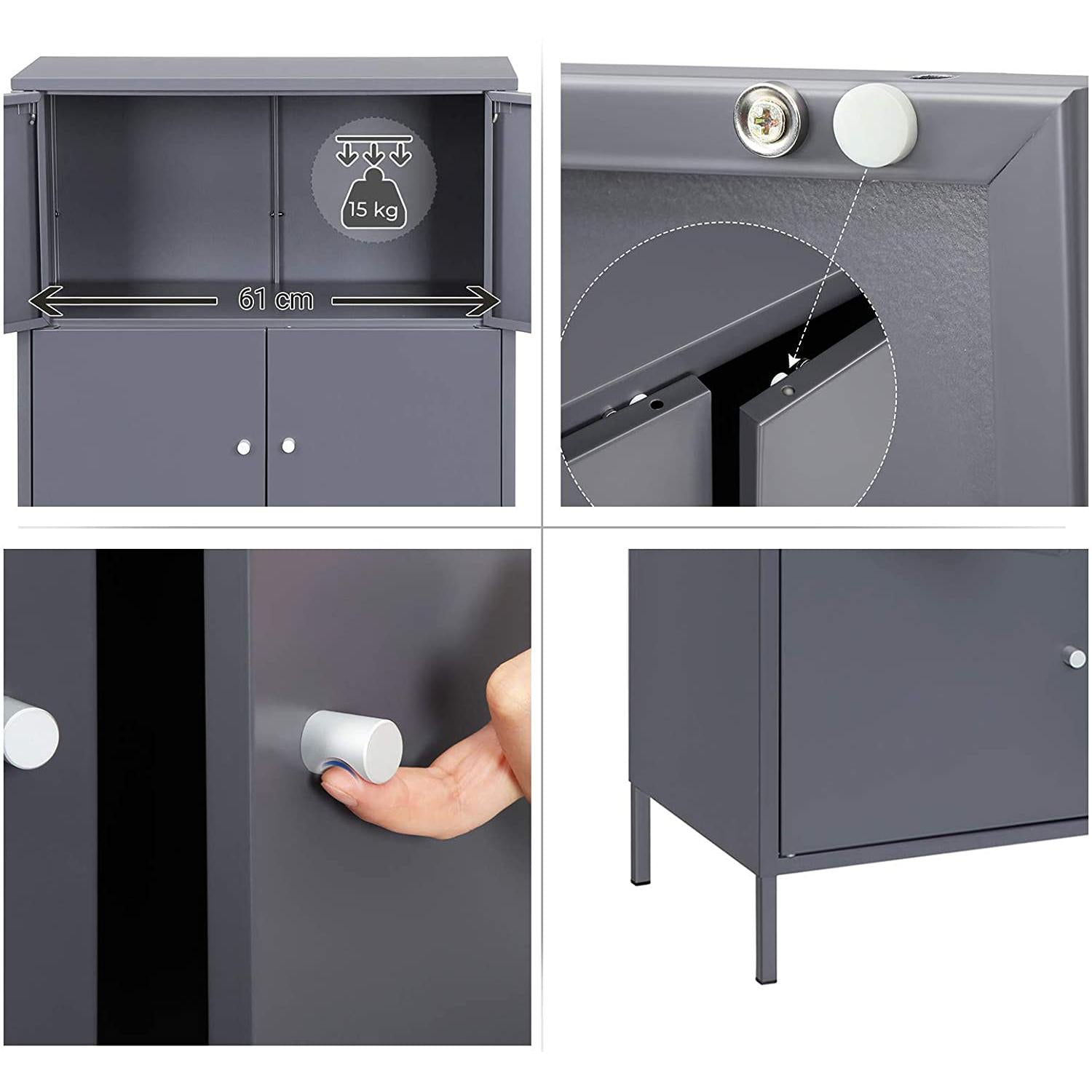 Ormar za pohranu, metalni uredski ormar na 3 razine 65 x 36 x 105,2 cm | SONGMICS-vitahome.hr