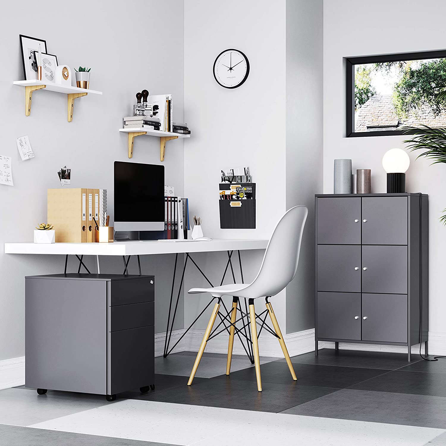 Ormar za pohranu, metalni uredski ormar na 3 razine 65 x 36 x 105,2 cm | SONGMICS-vitahome.hr