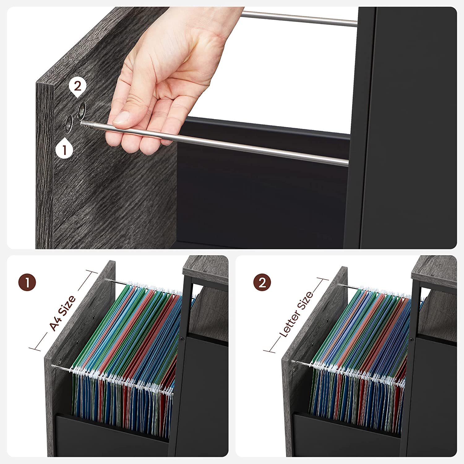 Ormar za spise 41 x 66 x 45 cm, antracit sivo crni | Vasagle-vitahome.hr