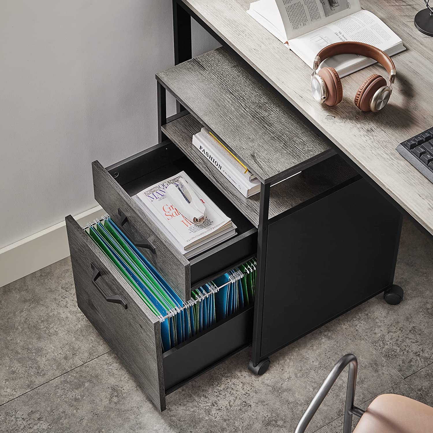 Ormar za spise 41 x 66 x 45 cm, antracit sivo crni | Vasagle-vitahome.hr