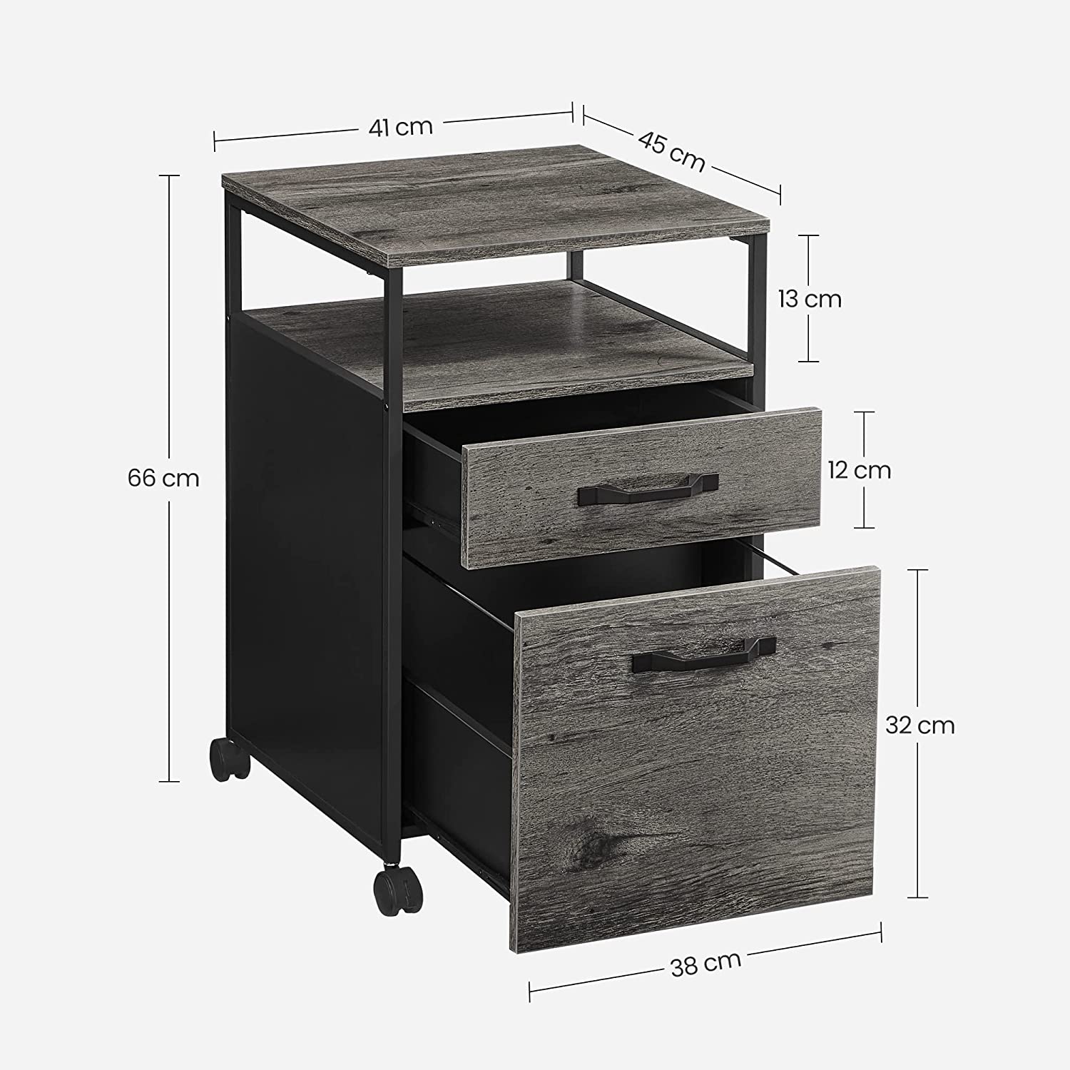 Ormar za spise 41 x 66 x 45 cm, antracit sivo crni | Vasagle-vitahome.hr