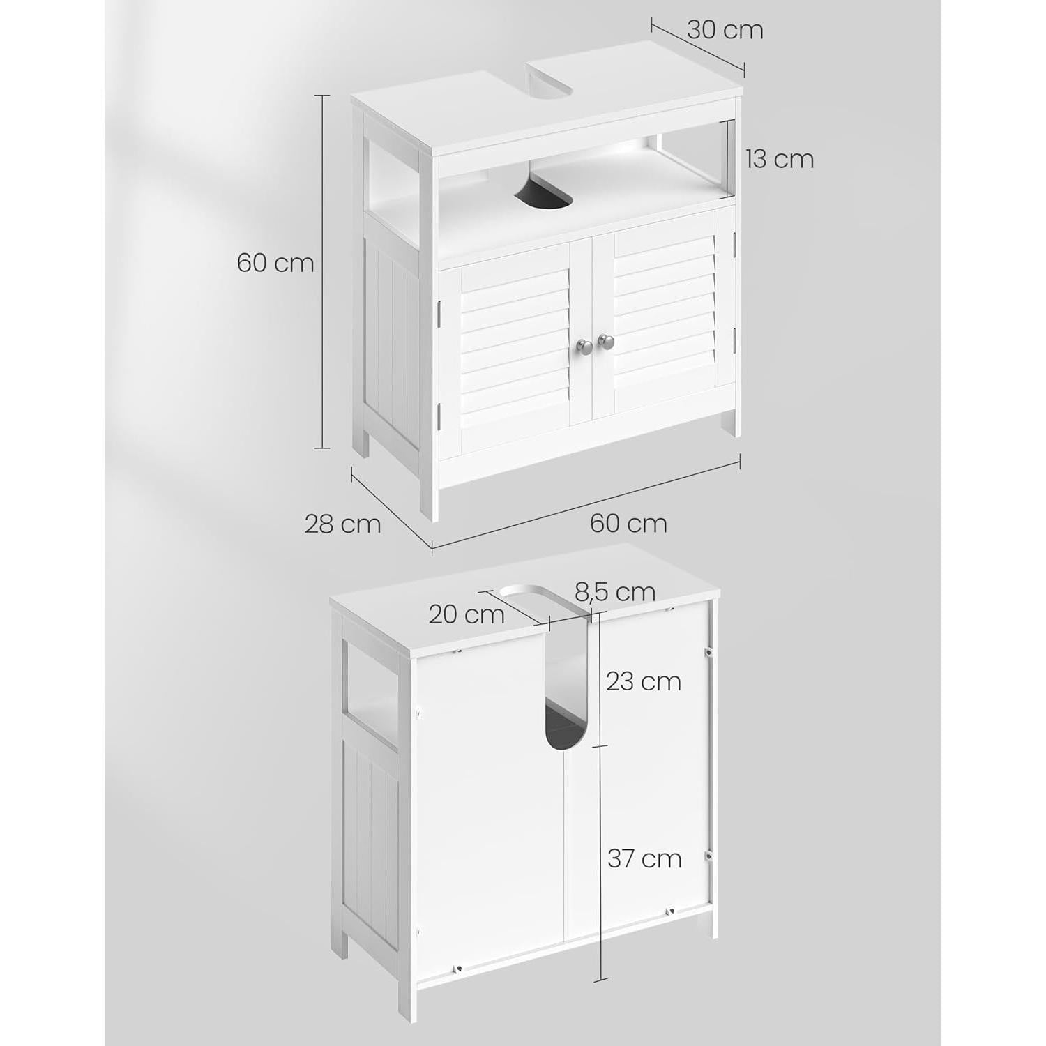 Ormarić ispod sudopera 60 x 30 x 60 cm Bijela boja | Vasagle-vitahome.hr