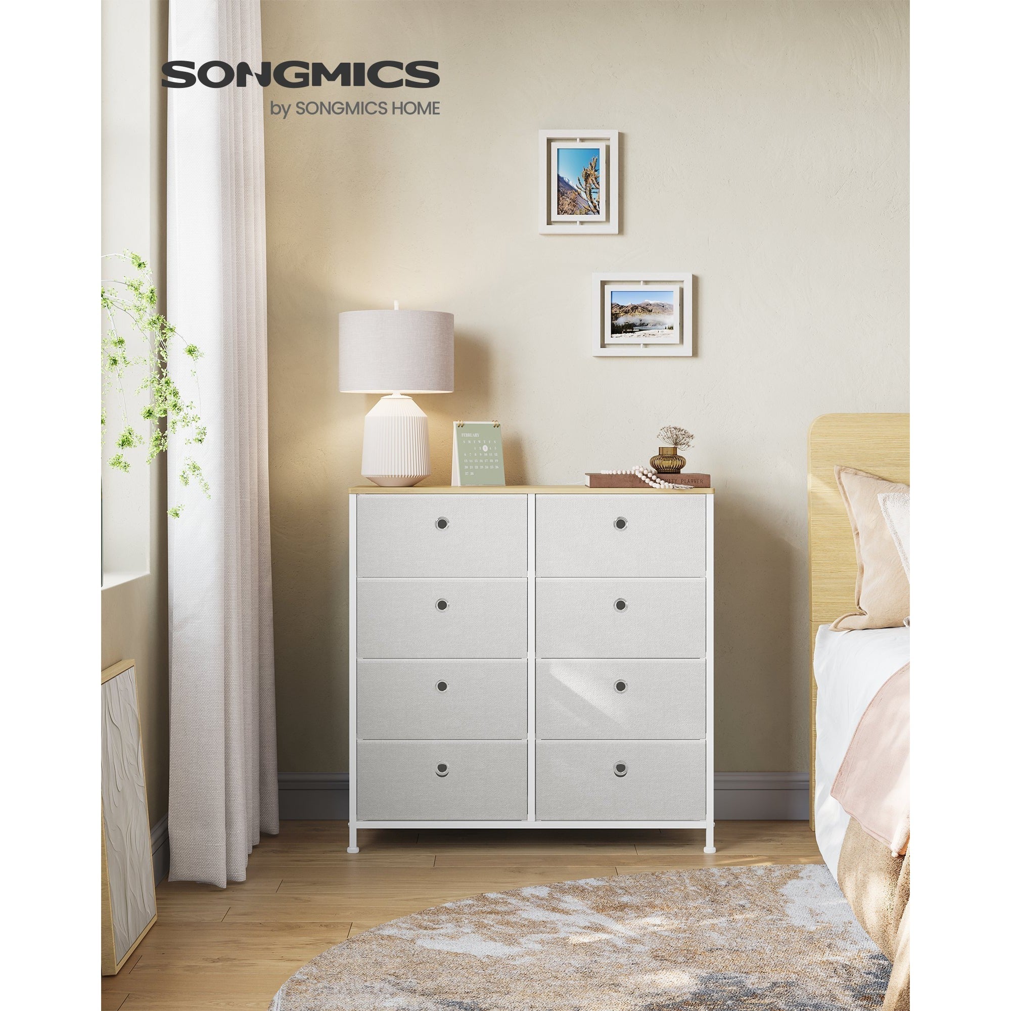 Ormarić s 8 platnenih ladica, komoda 30 x 80 x 81,5 cm, krem bijele boje | SONGMICS-vitahome.hr