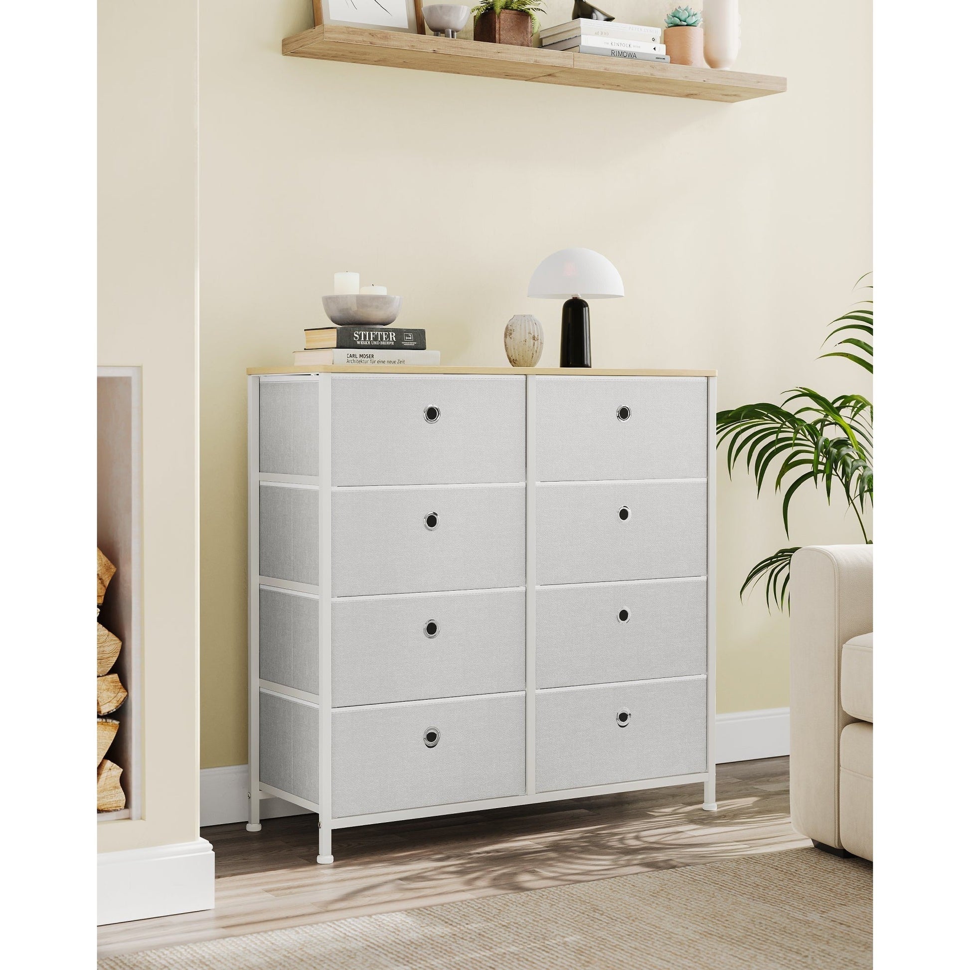 Ormarić s 8 platnenih ladica, komoda 30 x 80 x 81,5 cm, krem bijele boje | SONGMICS-vitahome.hr