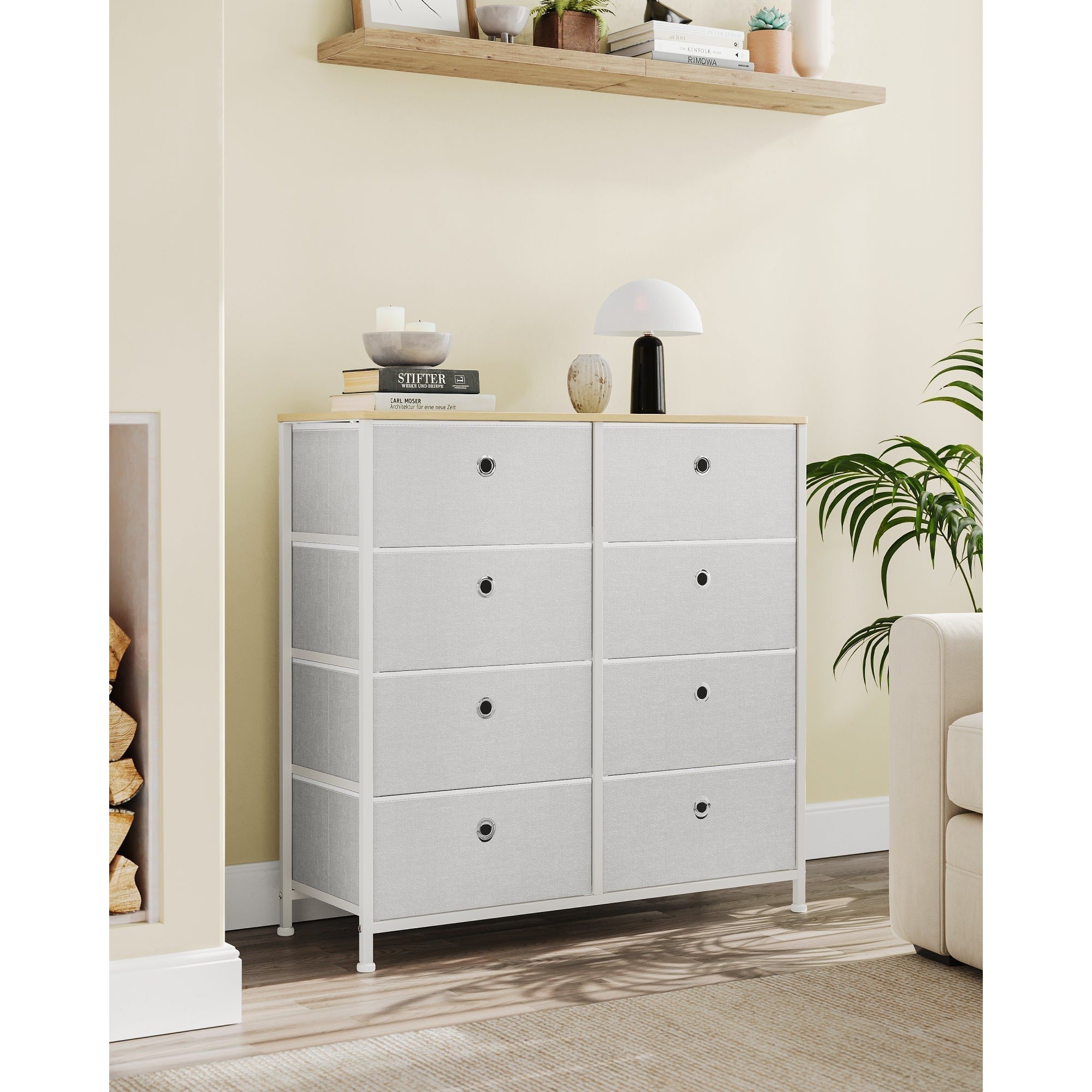 Ormarić s 8 platnenih ladica, komoda 30 x 80 x 81,5 cm, krem bijele boje | SONGMICS-vitahome.hr