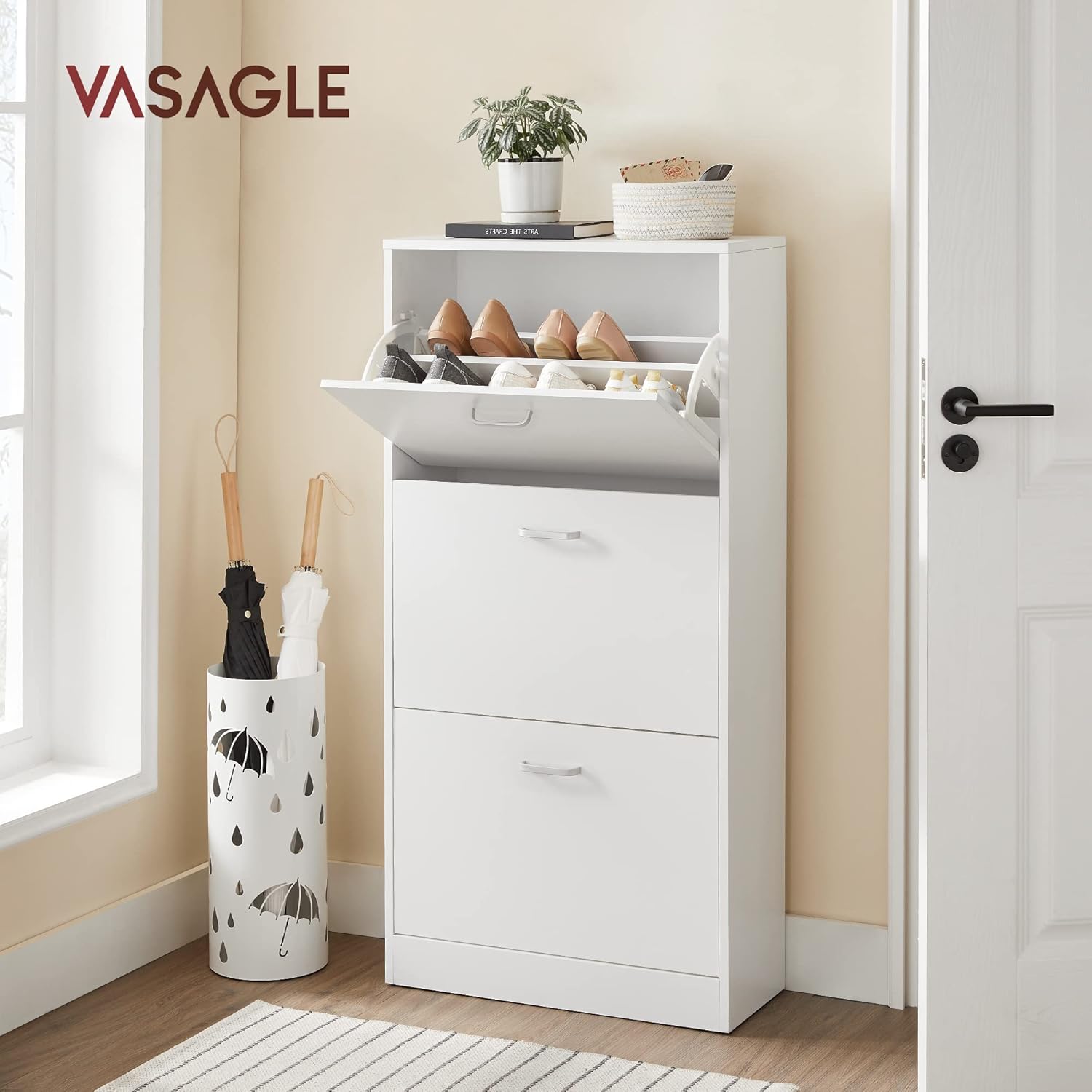 Ormarić za cipele na 3 razine s 3 vrata koja se otvaraju 60 x 120 x 24 cm, bijela | VASAGLE-vitahome.hr