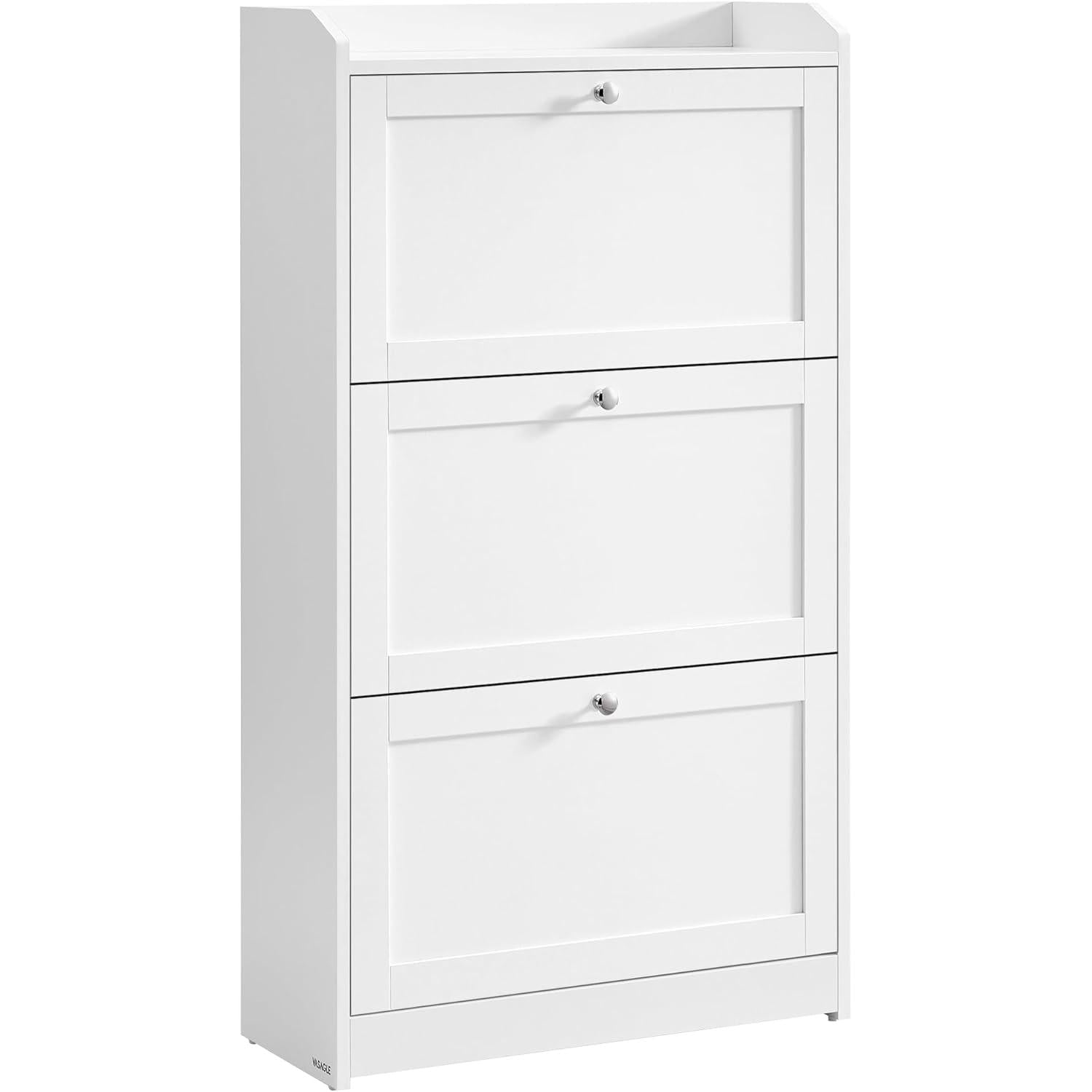 Ormarić za cipele s 3 preklopne ladice, 24 x 60 x 108 cm, bijela | VASAGLE-vitahome.hr