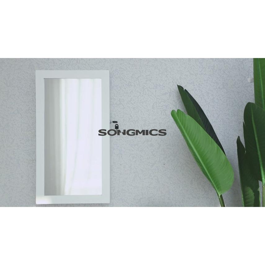 ormarić za nakit s bijelim ogledalom koji se može zaključati, zidni organizator za nakit, 37 x 10 x 67 cm | SONGMICS-vitahome.hr