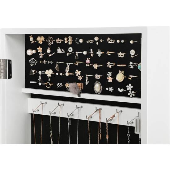 ormarić za nakit s bijelim ogledalom koji se može zaključati, zidni organizator za nakit, 37 x 10 x 67 cm | SONGMICS-vitahome.hr