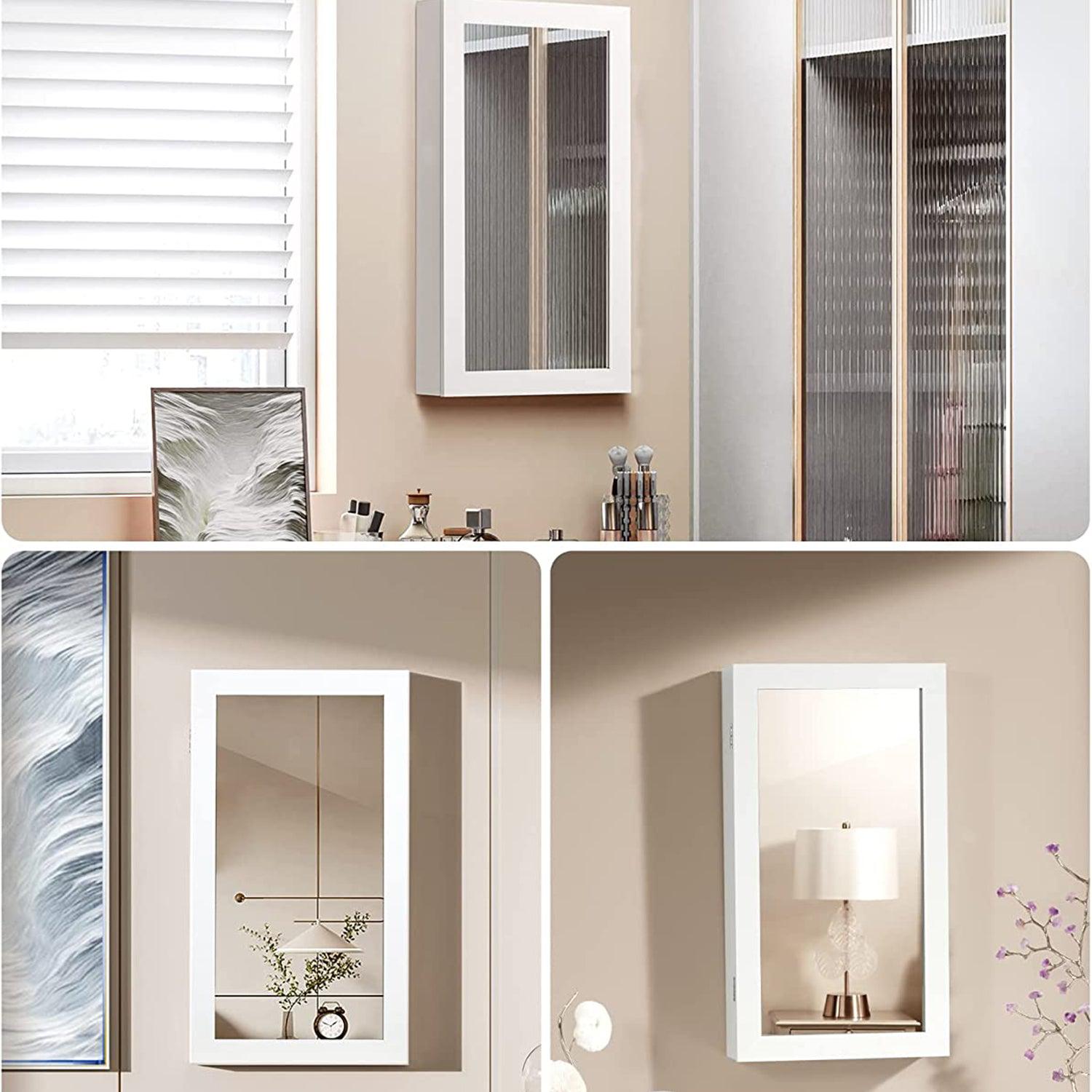 ormarić za nakit s bijelim ogledalom koji se može zaključati, zidni organizator za nakit, 37 x 10 x 67 cm | SONGMICS-vitahome.hr