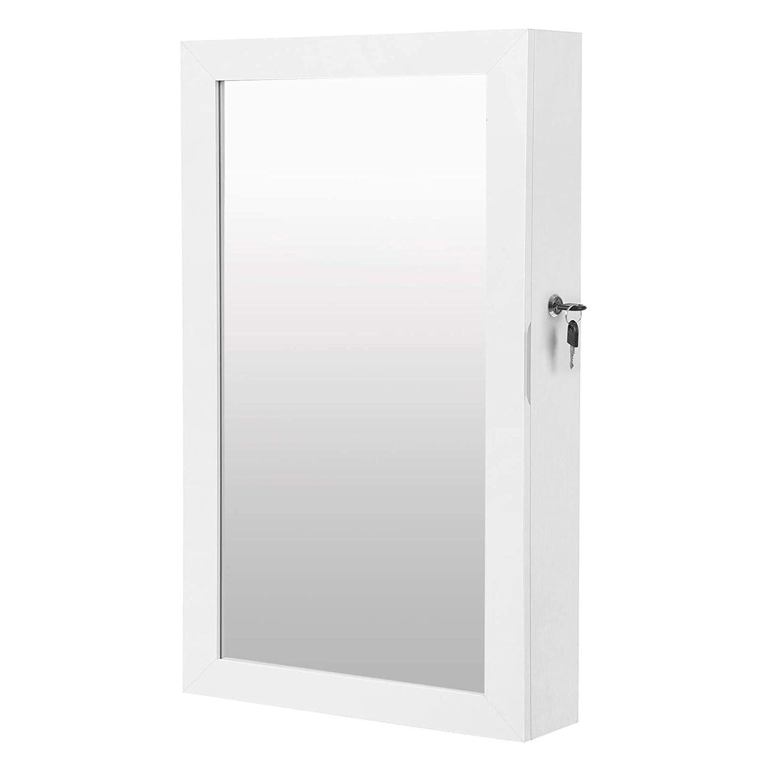 ormarić za nakit s bijelim ogledalom koji se može zaključati, zidni organizator za nakit, 37 x 10 x 67 cm | SONGMICS-vitahome.hr
