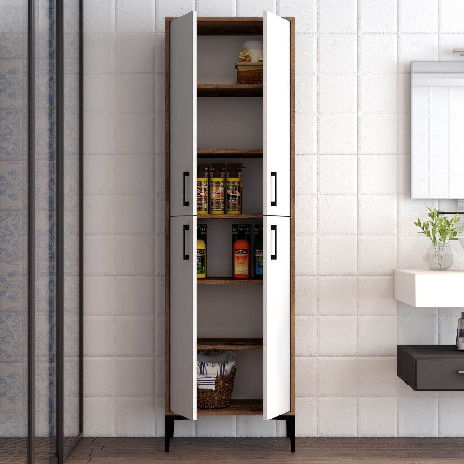 Ormarić za pohranu Berlin A - Walnut, White | AG-vitahome.hr