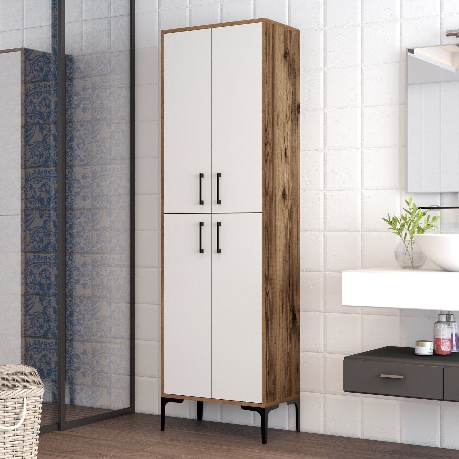 Ormarić za pohranu Berlin A - Walnut, White | AG-vitahome.hr