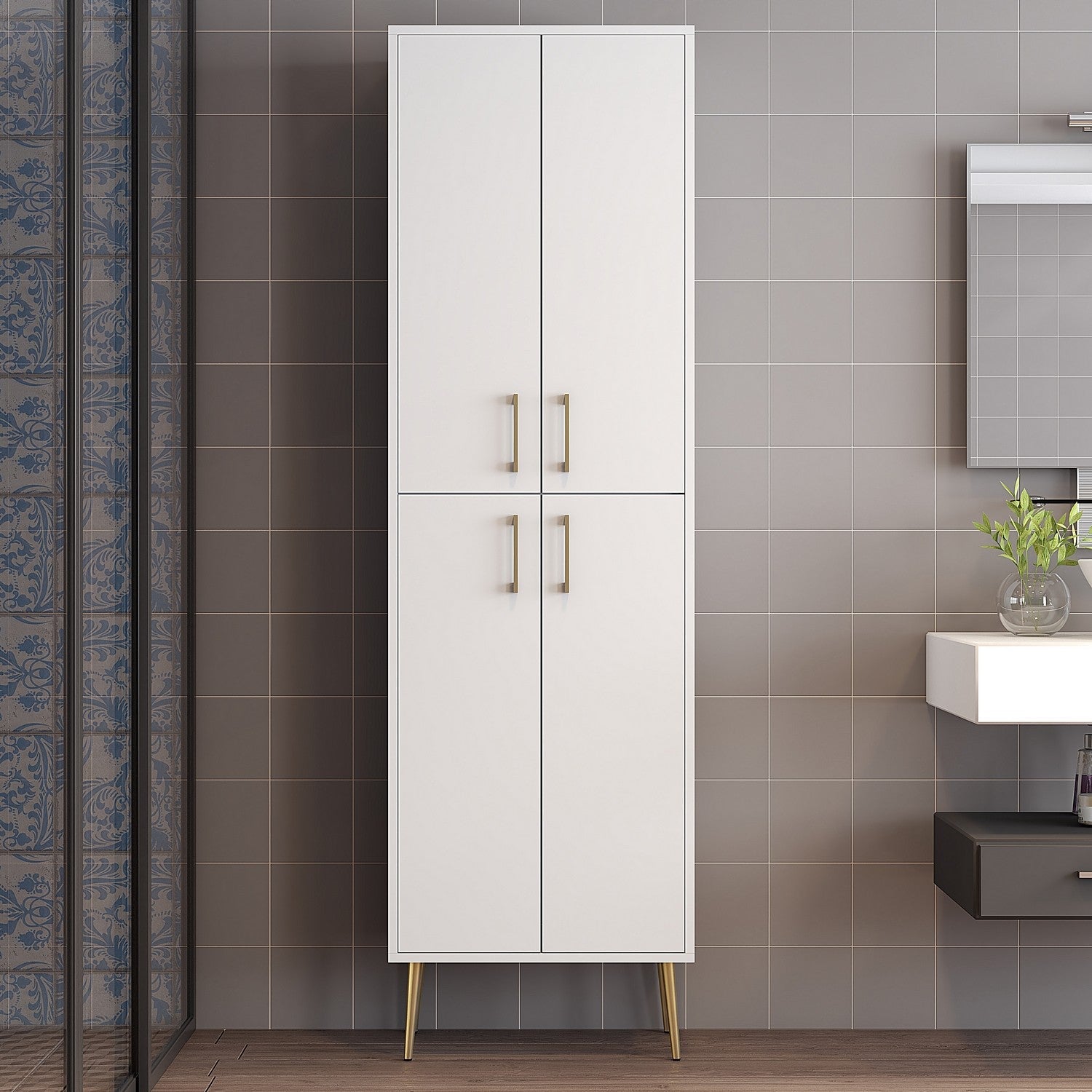 Ormarić za pohranu Berlin A - White, Gold | AG-vitahome.hr