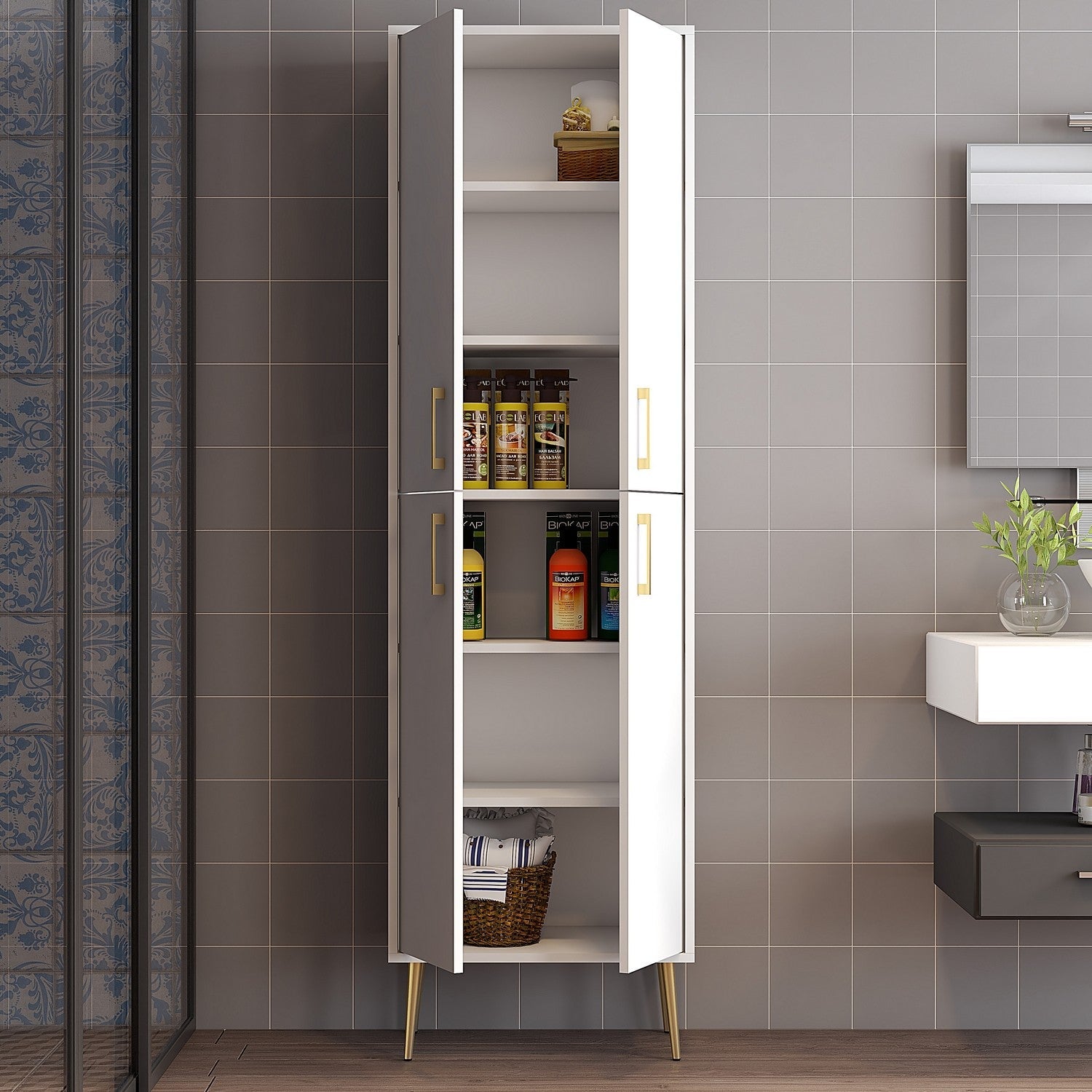Ormarić za pohranu Berlin A - White, Gold | AG-vitahome.hr
