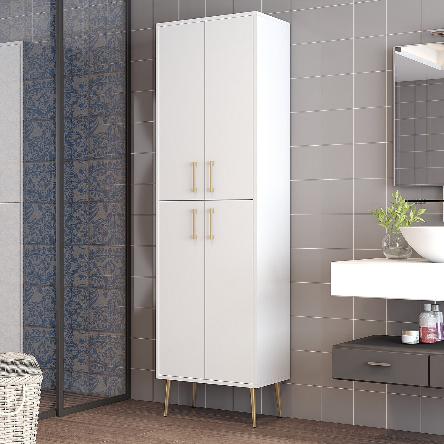 Ormarić za pohranu Berlin A - White, Gold | AG-vitahome.hr