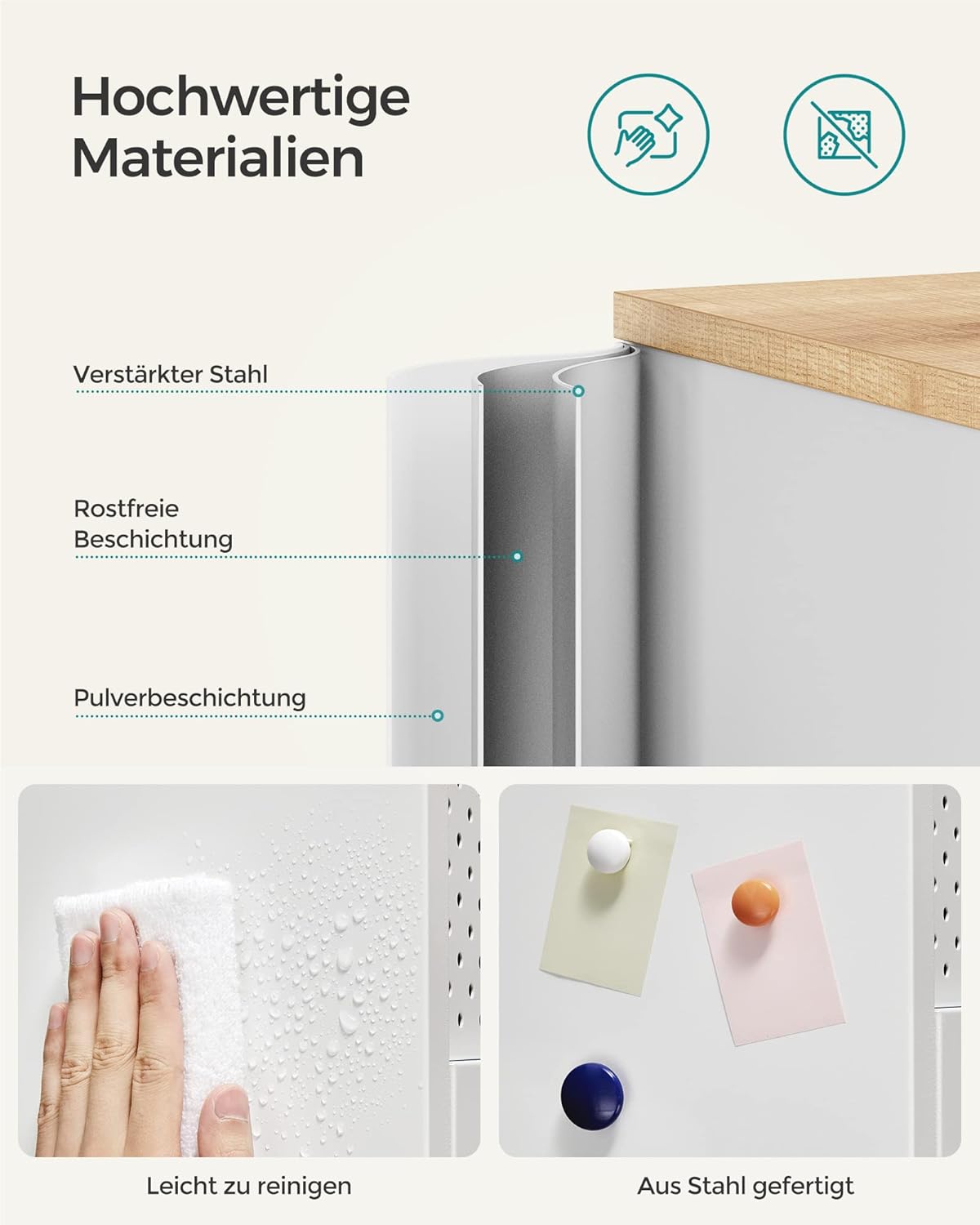 Ormarić za pohranu s dvoja vrata, 80x76x40 cm, prirodno bež-bijela