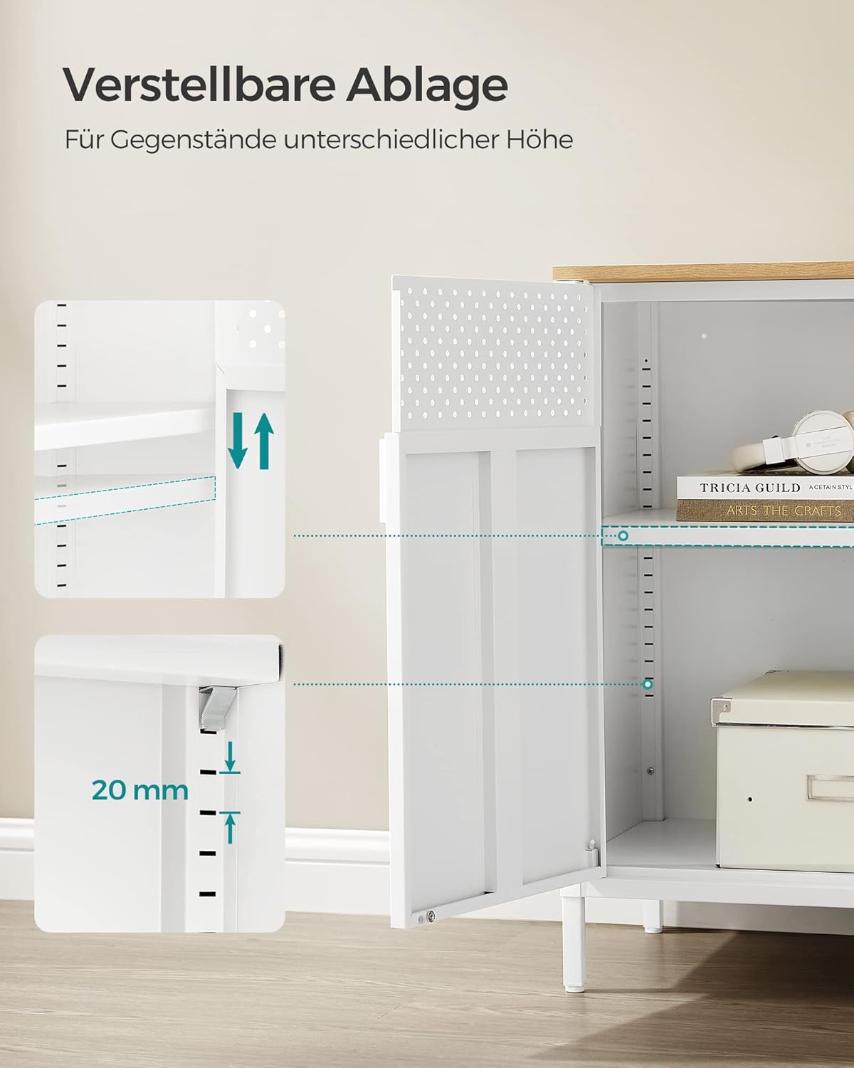 Ormarić za pohranu s dvoja vrata, 80x76x40 cm, prirodno bež-bijela