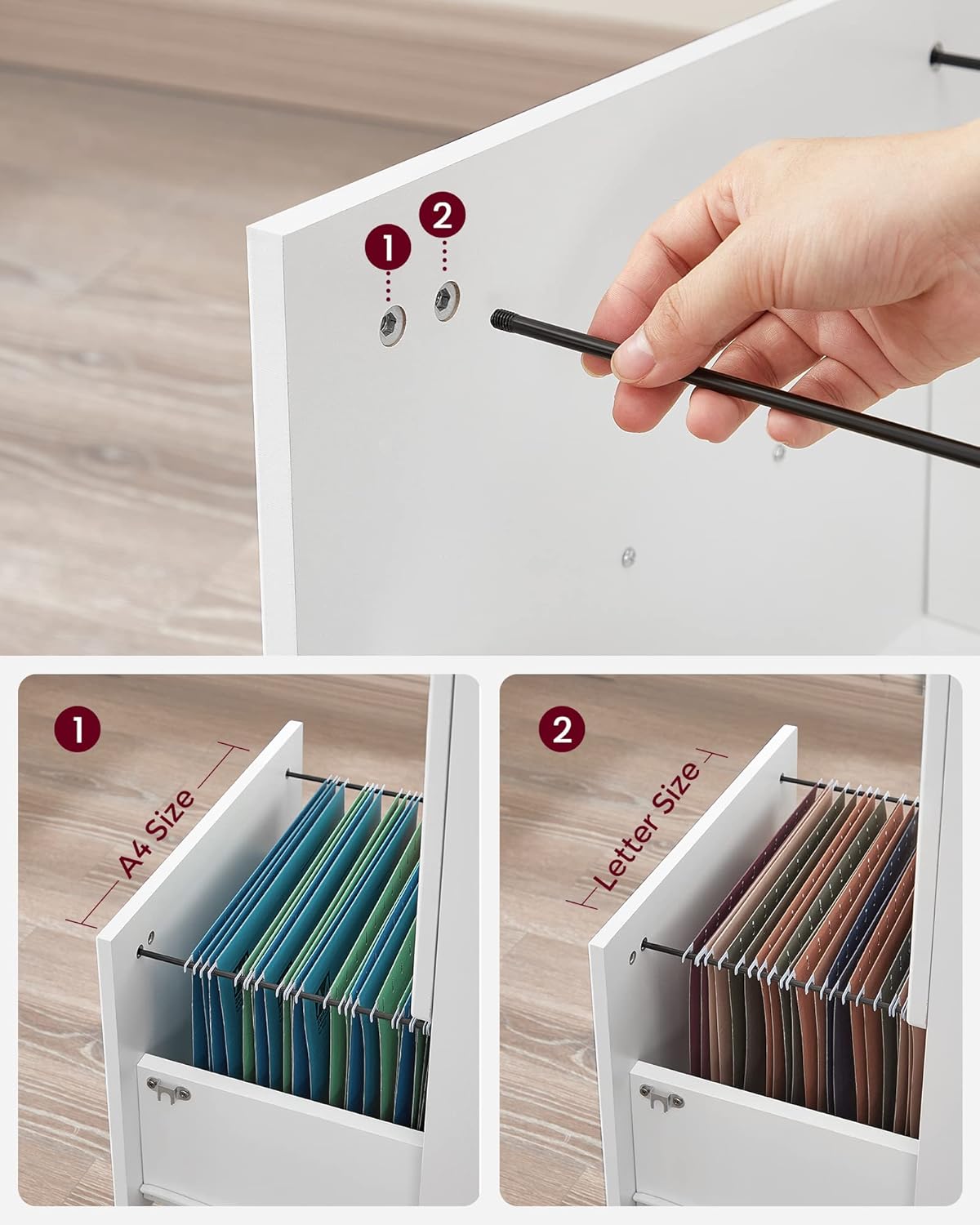 Ormarić za spise sa bravom, 43 x 44.5 x 72 cm, bijele boje | VASAGLE-VASAGLE-Vita Home