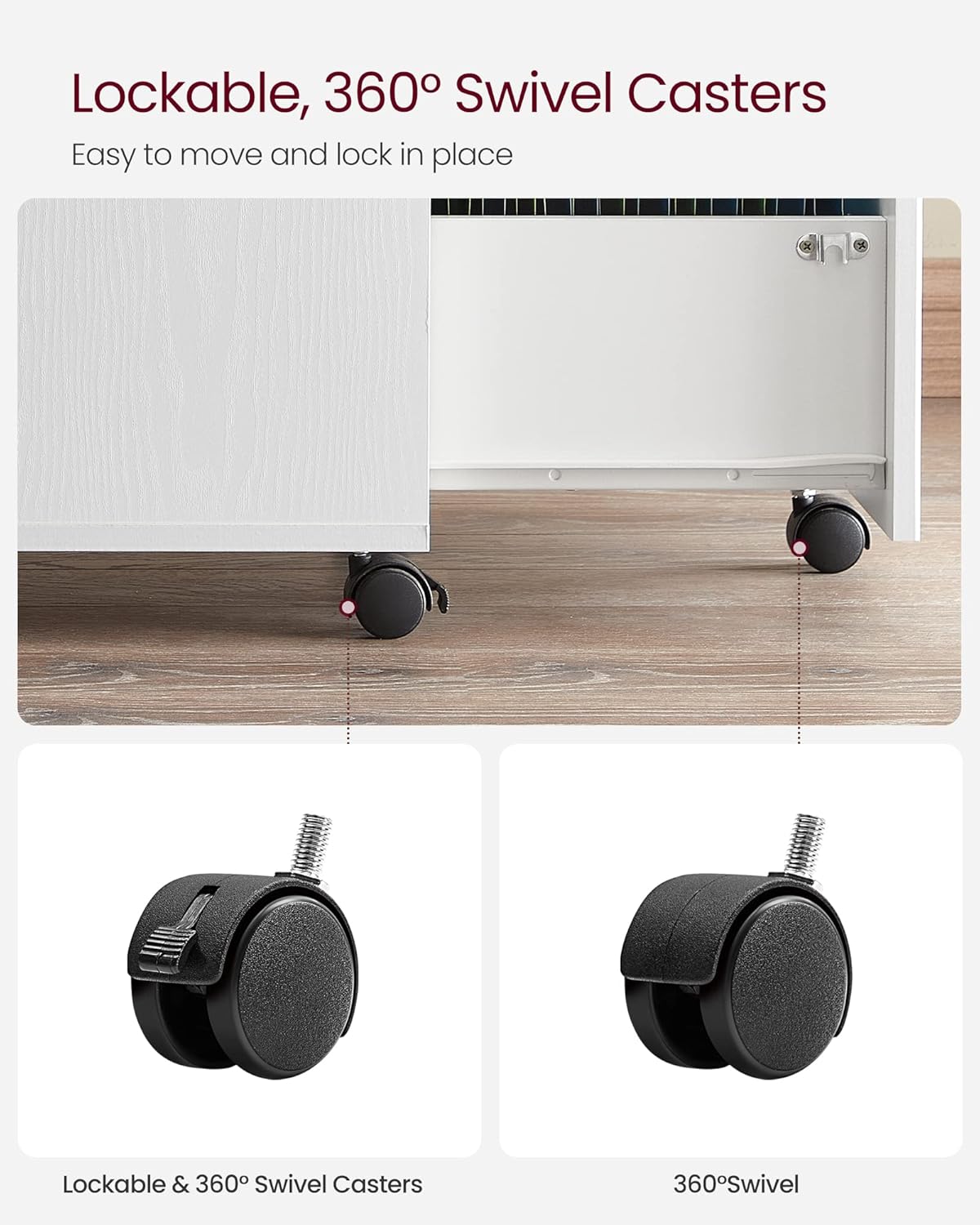 Ormarić za spise sa bravom, 43 x 44.5 x 72 cm, bijele boje | VASAGLE-VASAGLE-Vita Home