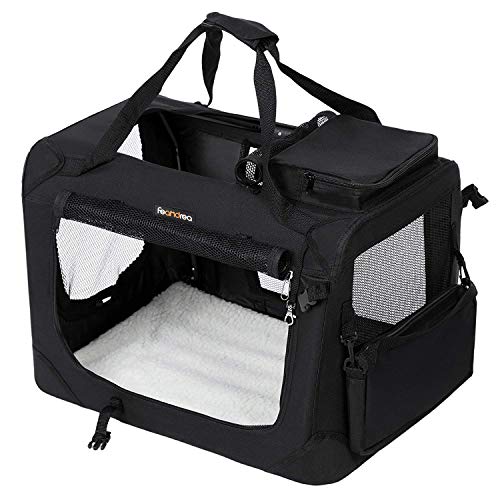 Összecsukható kisállathordozó 91 x 63 x 63 cm, XXL-es kutyaszállító, fekete-FEANDREA-Vita Home