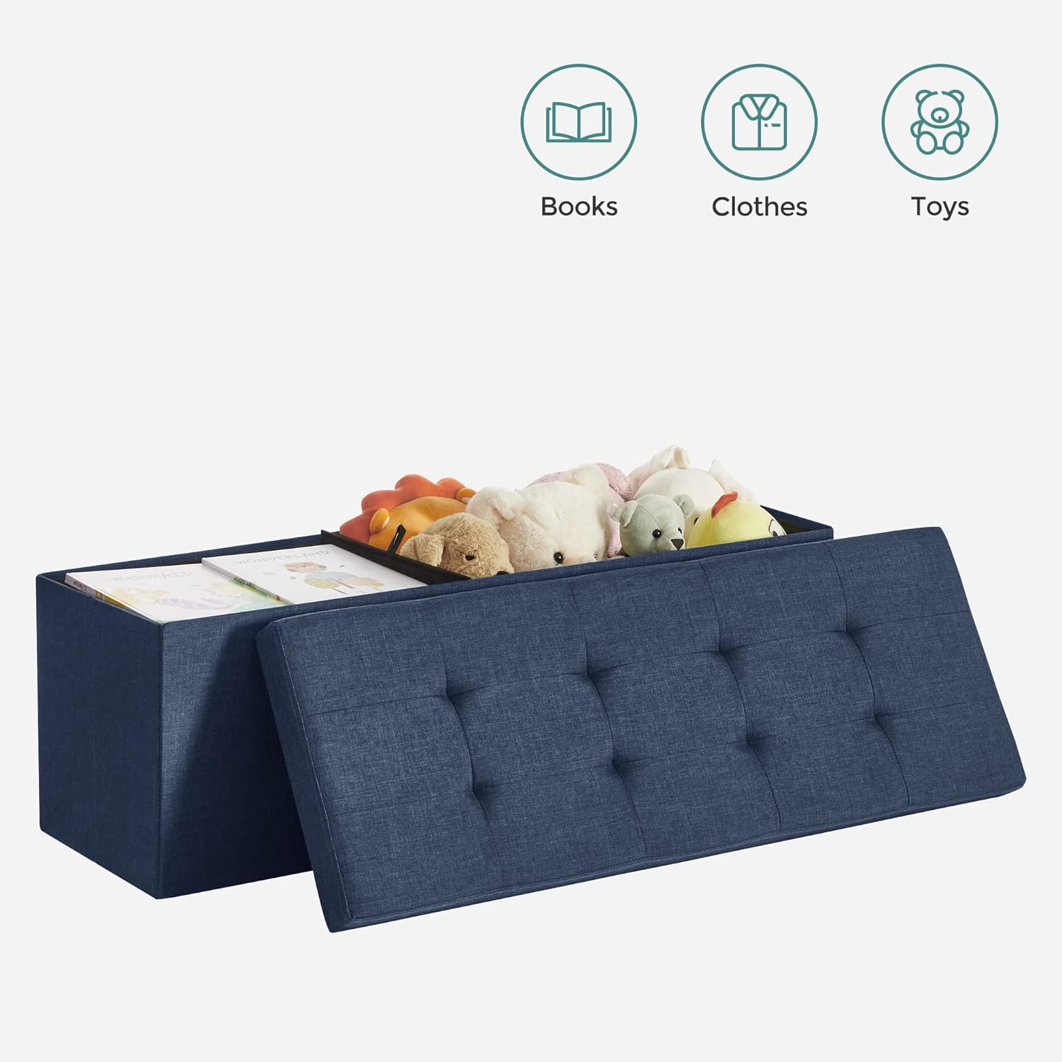 Otomanska klupa za odlaganje, 110 x 38 x 38 cm, tamnoplava | SONGMICS-vitahome.hr