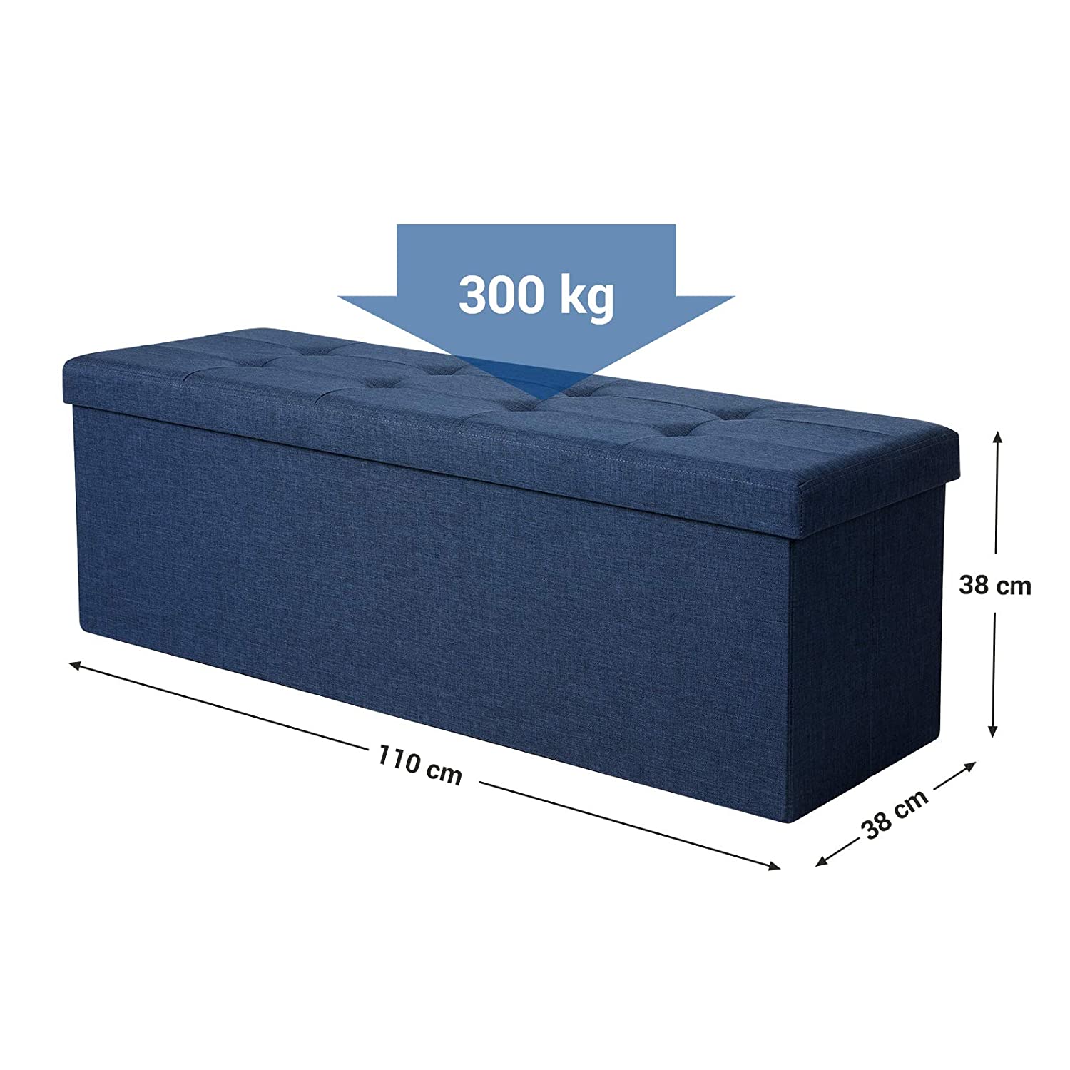 Otomanska klupa za odlaganje, 110 x 38 x 38 cm, tamnoplava | SONGMICS-vitahome.hr