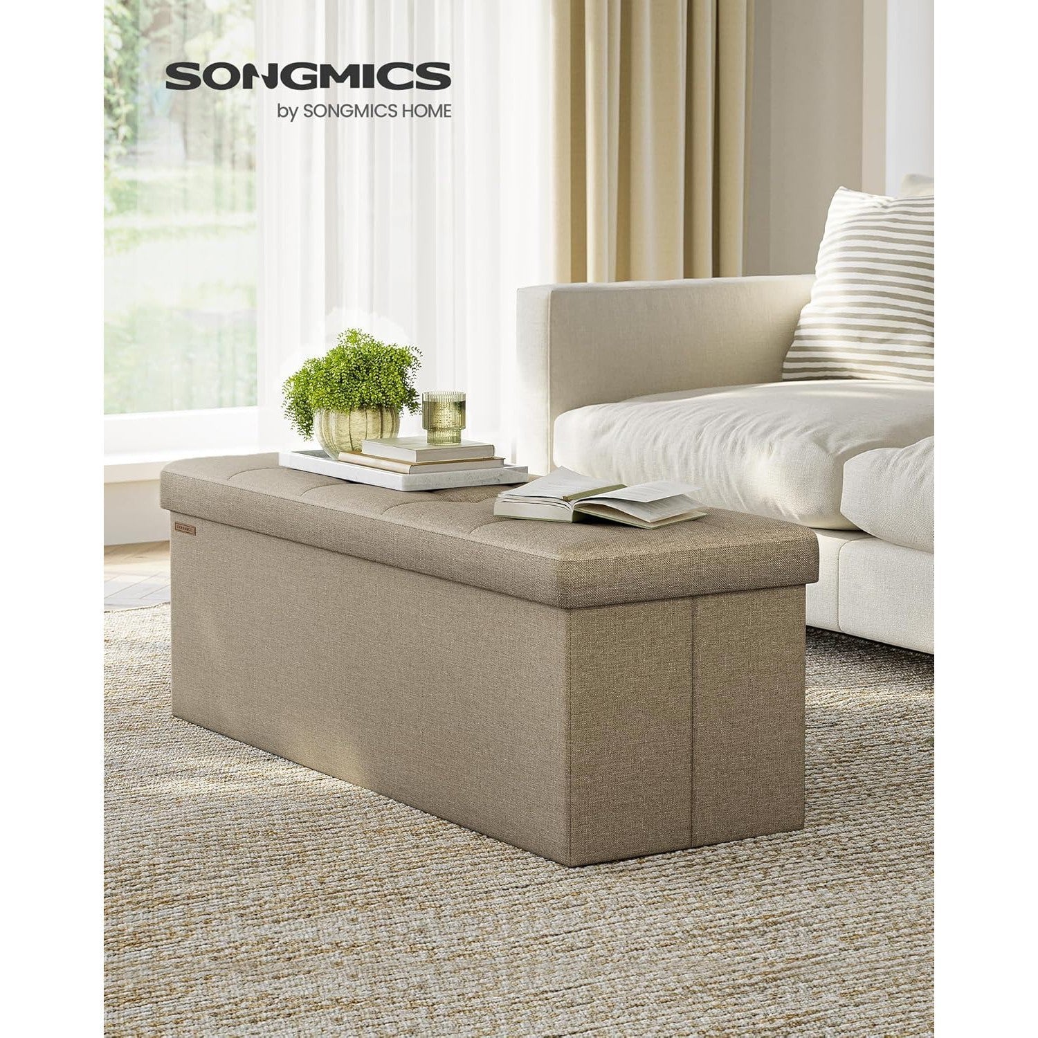Otomanska klupa za pohranu, kapaciteta 130l, 38 x 110 x 38 cm, smeđe boje| SONGMICS | SONGMICS-vitahome.hr