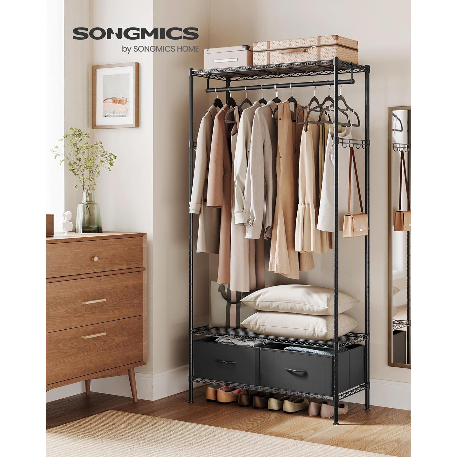 Otvoreni ormar sa rešetkastim policama, 40 x 90 x 180 cm, crni | SONGMICS-vitahome.hr