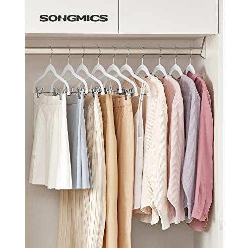 Paket od 12 baršunastih, protukliznih vješalica za hlače i suknje, bijele boje | SONGMICS-vitahome.hr