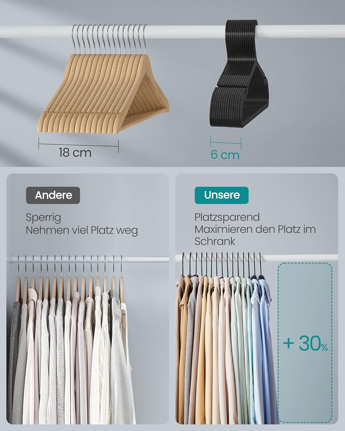 Paket od 50 plastičnih vješalica duljine 41,5 cm, crne boje | SONGMICS-vitahome.hr