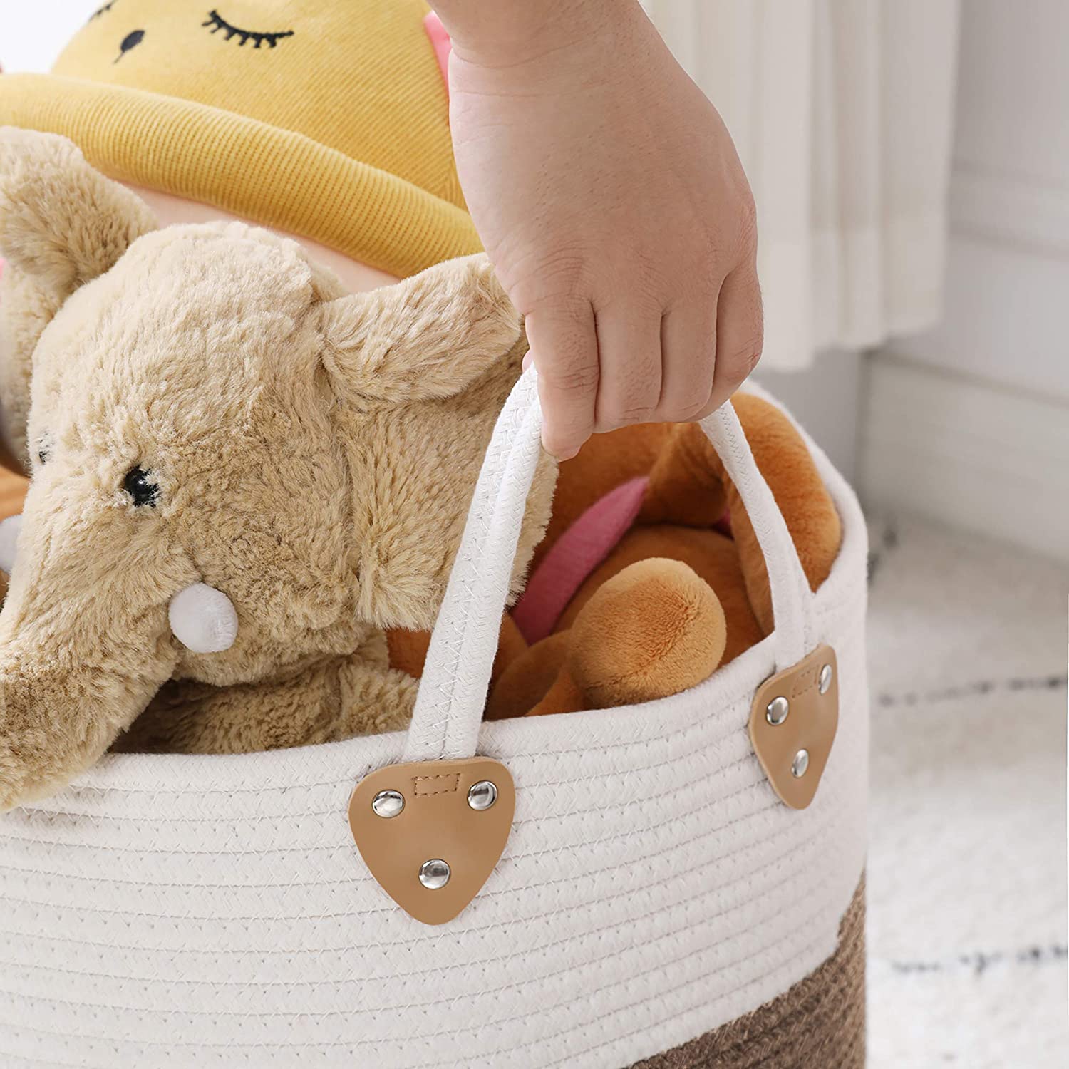 Pamučna košara za rublje, košara za pohranu od 50 L, smeđe-bež | SONGMICS-vitahome.hr