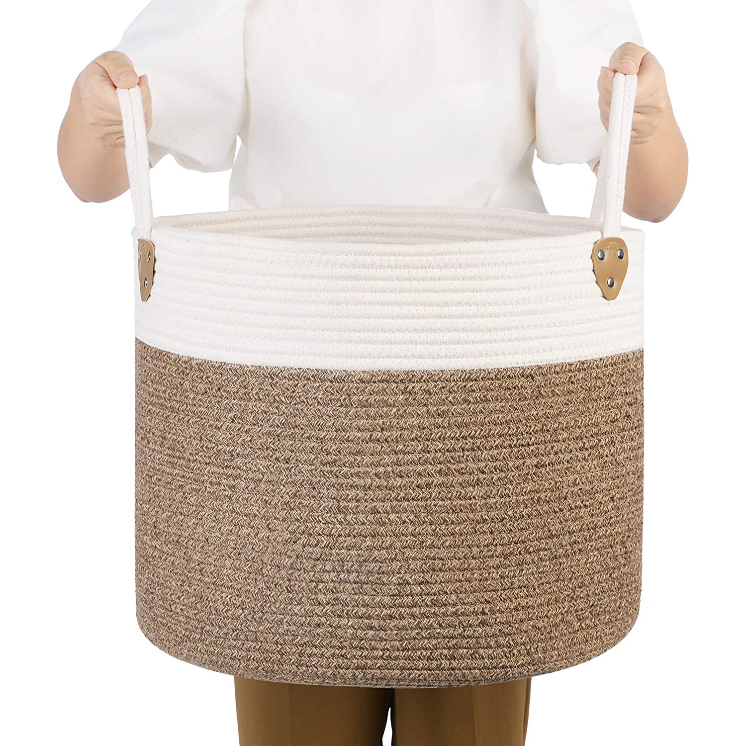 Pamučna košara za rublje, košara za pohranu od 50 L, smeđe-bež | SONGMICS-vitahome.hr