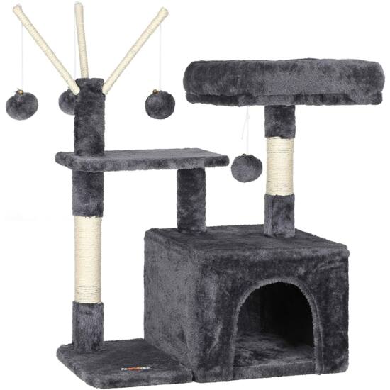 Penjalica za mačke 72 cm 3 pompona, dimno siva | FEANDREA-vitahome.hr
