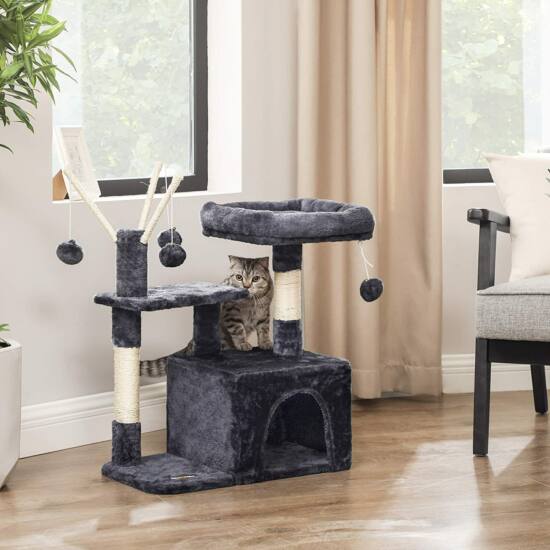 Penjalica za mačke 72 cm 3 pompona, dimno siva | FEANDREA-vitahome.hr
