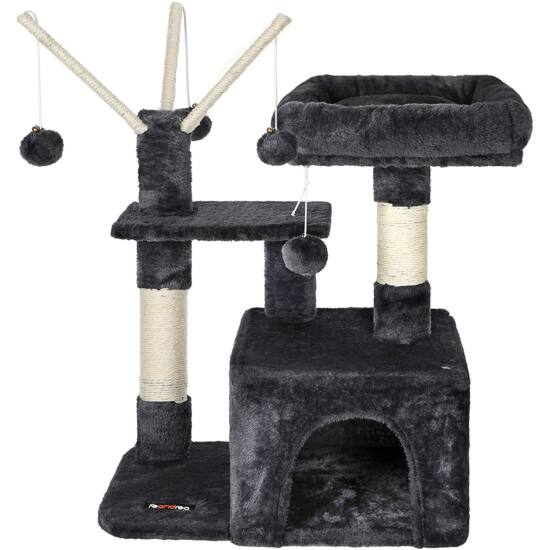 Penjalica za mačke 72 cm 3 pompona, dimno siva | FEANDREA-vitahome.hr
